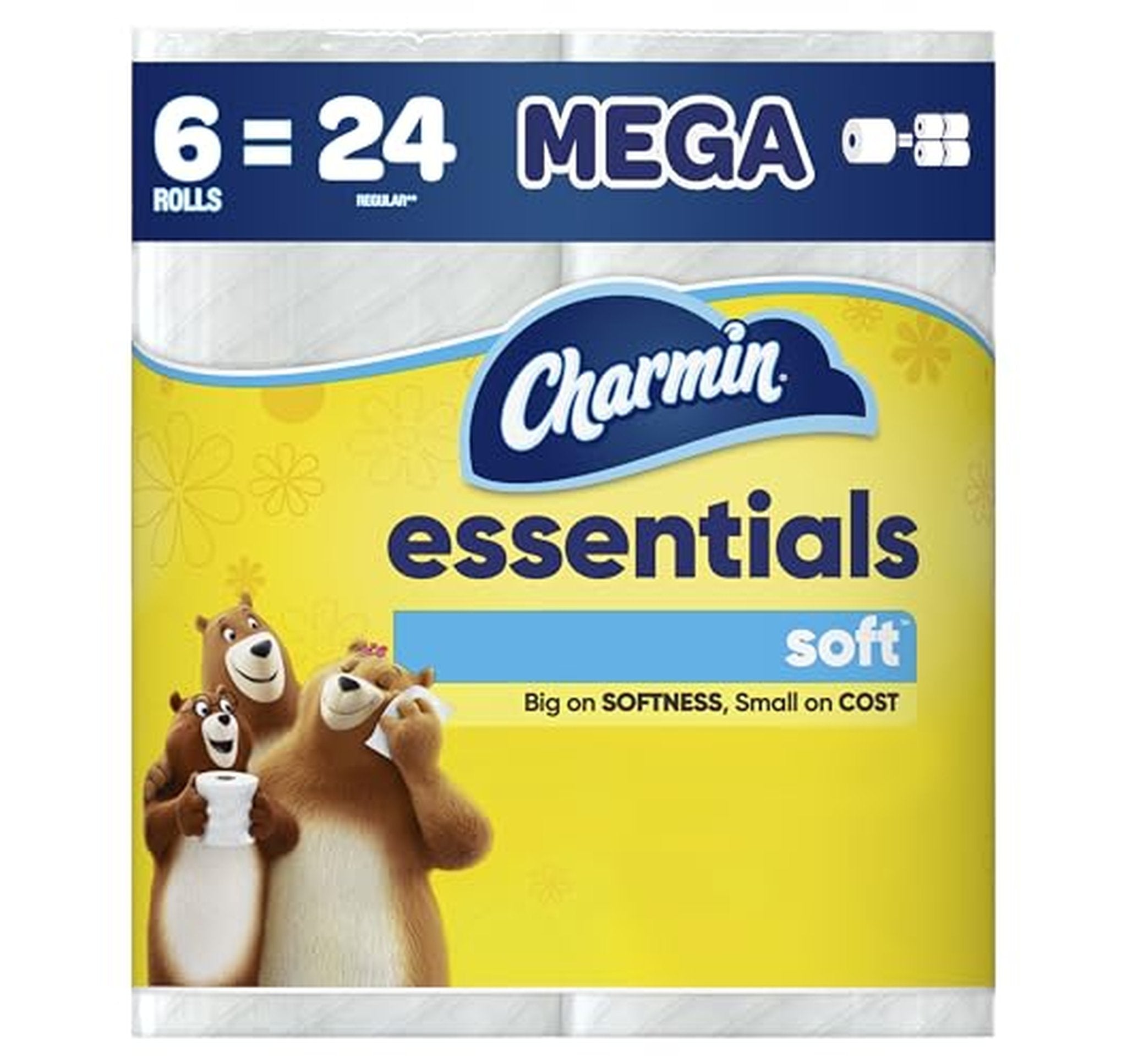 Charmin Essentials Soft Toilet Paper 6 Mega Rolls = 24 Regular Rolls