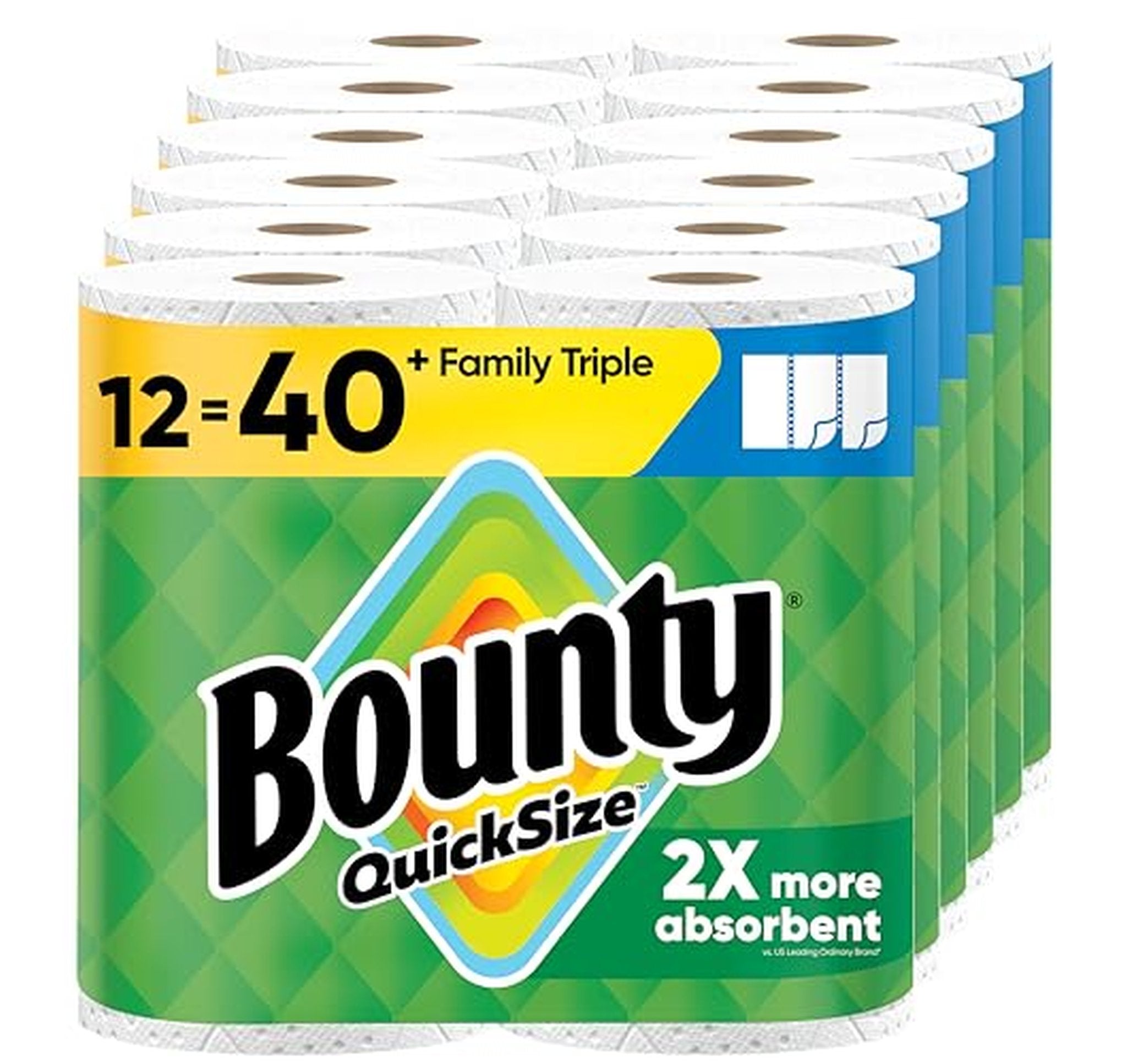 12 Pack Bounty Quick-Size Paper Towels Rolls