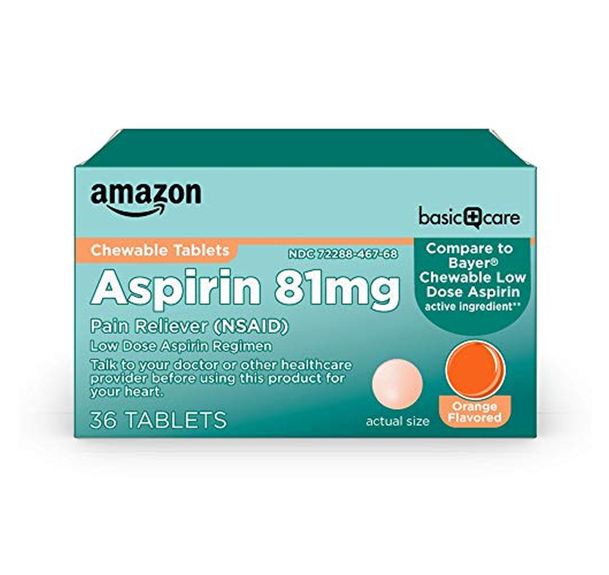 36 Count Low Dose Aspirin 81 mg Chewable Tablets