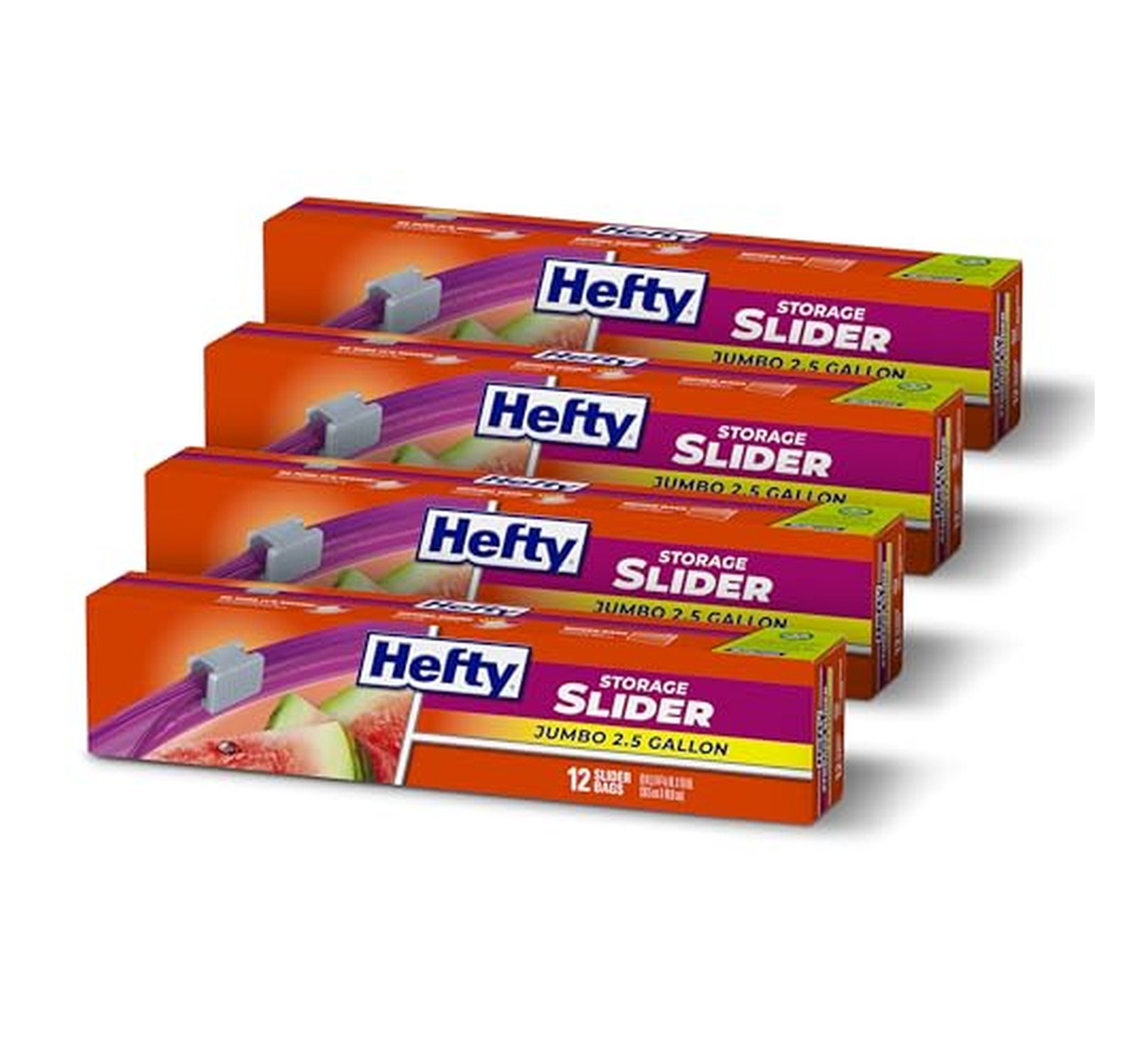 4 Pack Hefty Slider Jumbo 2.5 Gallon Storage Bags