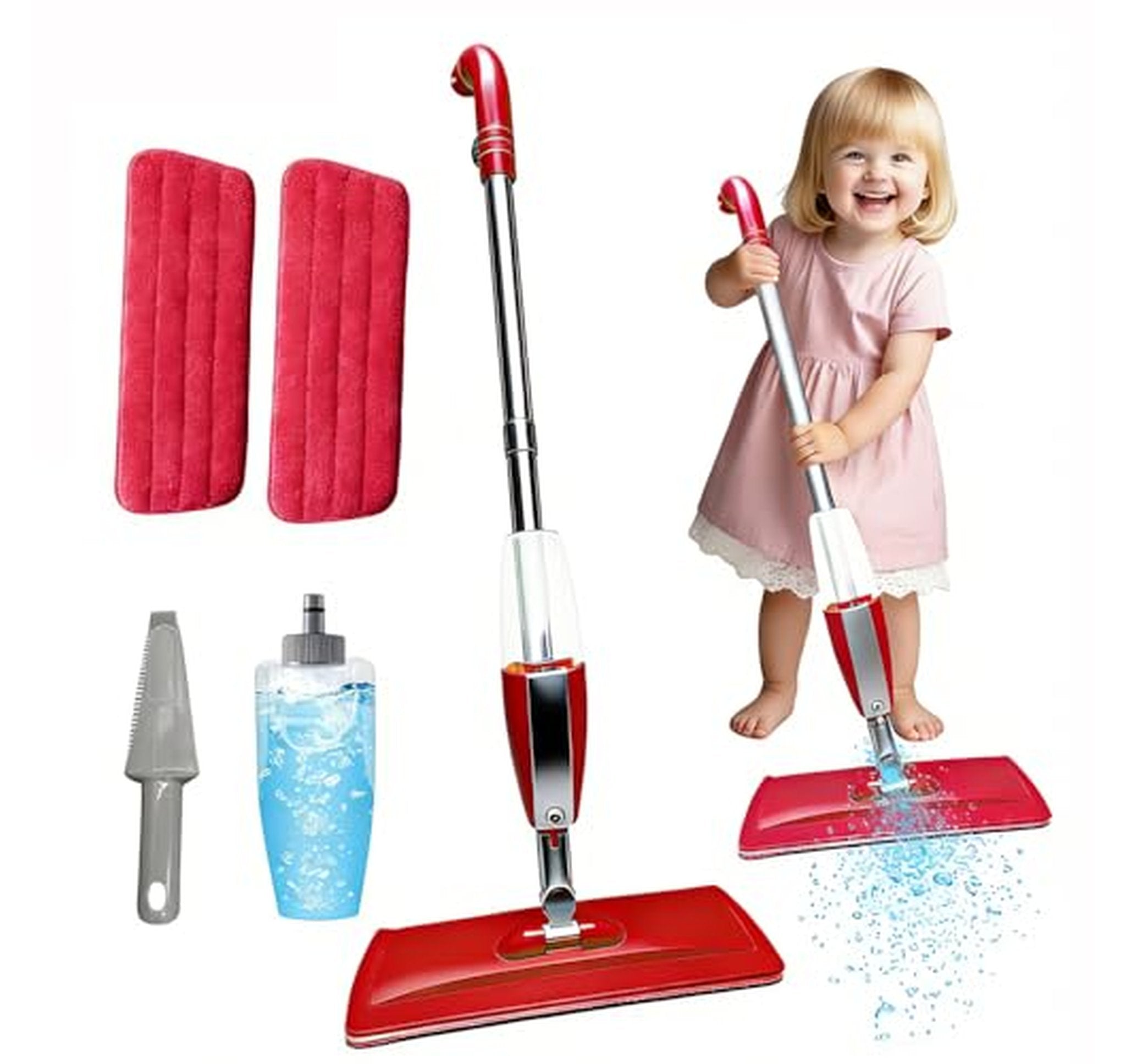 Toddler Spray Mop Cleaning Set with Washable Pads