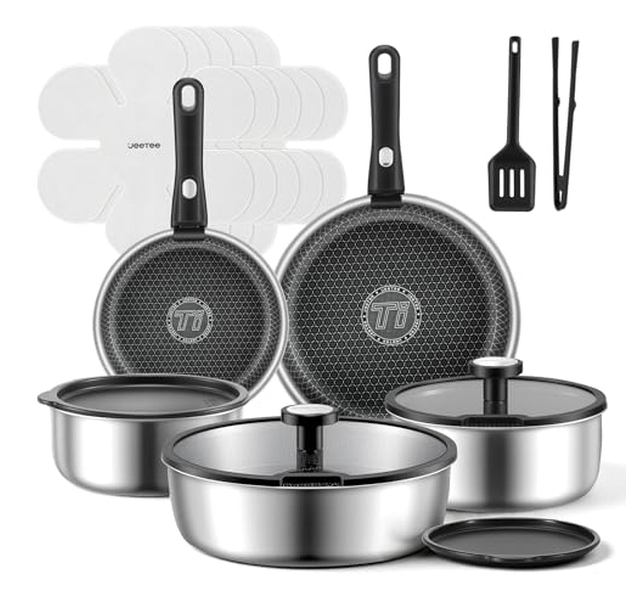 18 Piece Tri-Ply Stainless Steel Nonstick Cookware Set