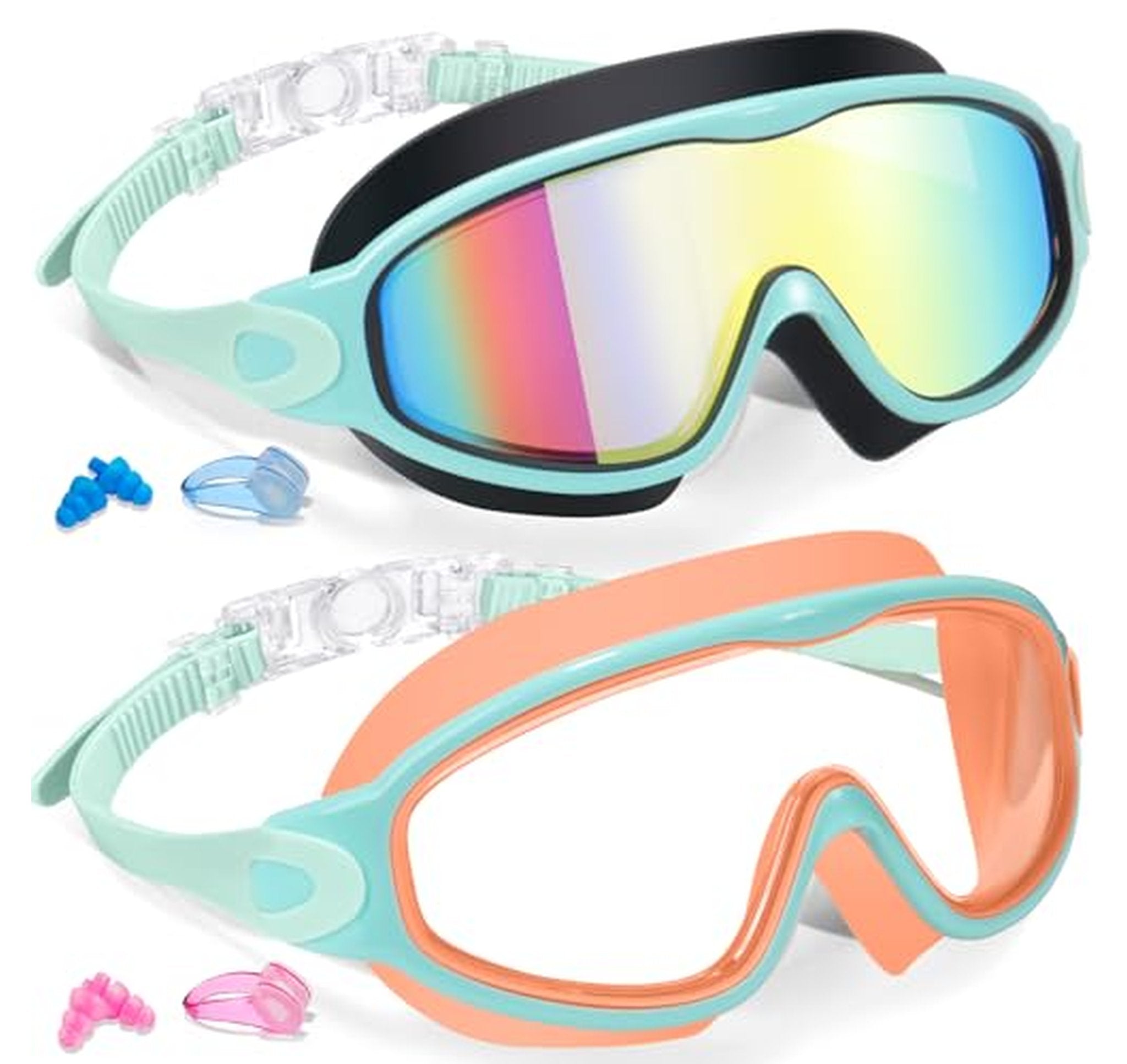 2 Pack Anti-Fog UV Protection Kids Swim Goggles