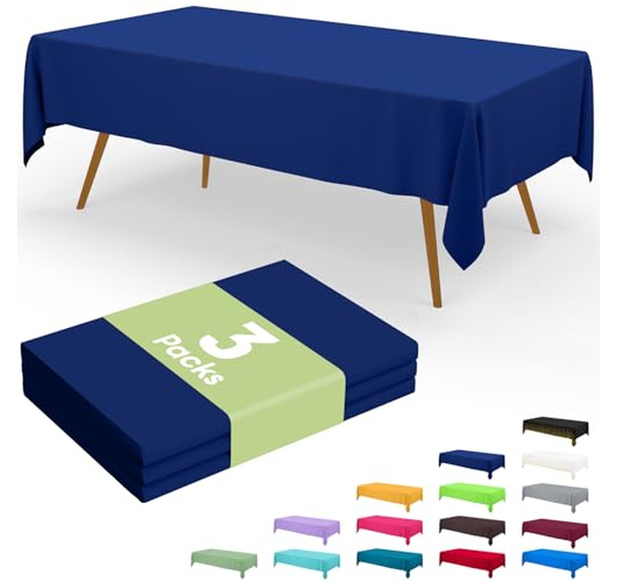 3 Pack Disposable Plastic Rectangle Tablecloths