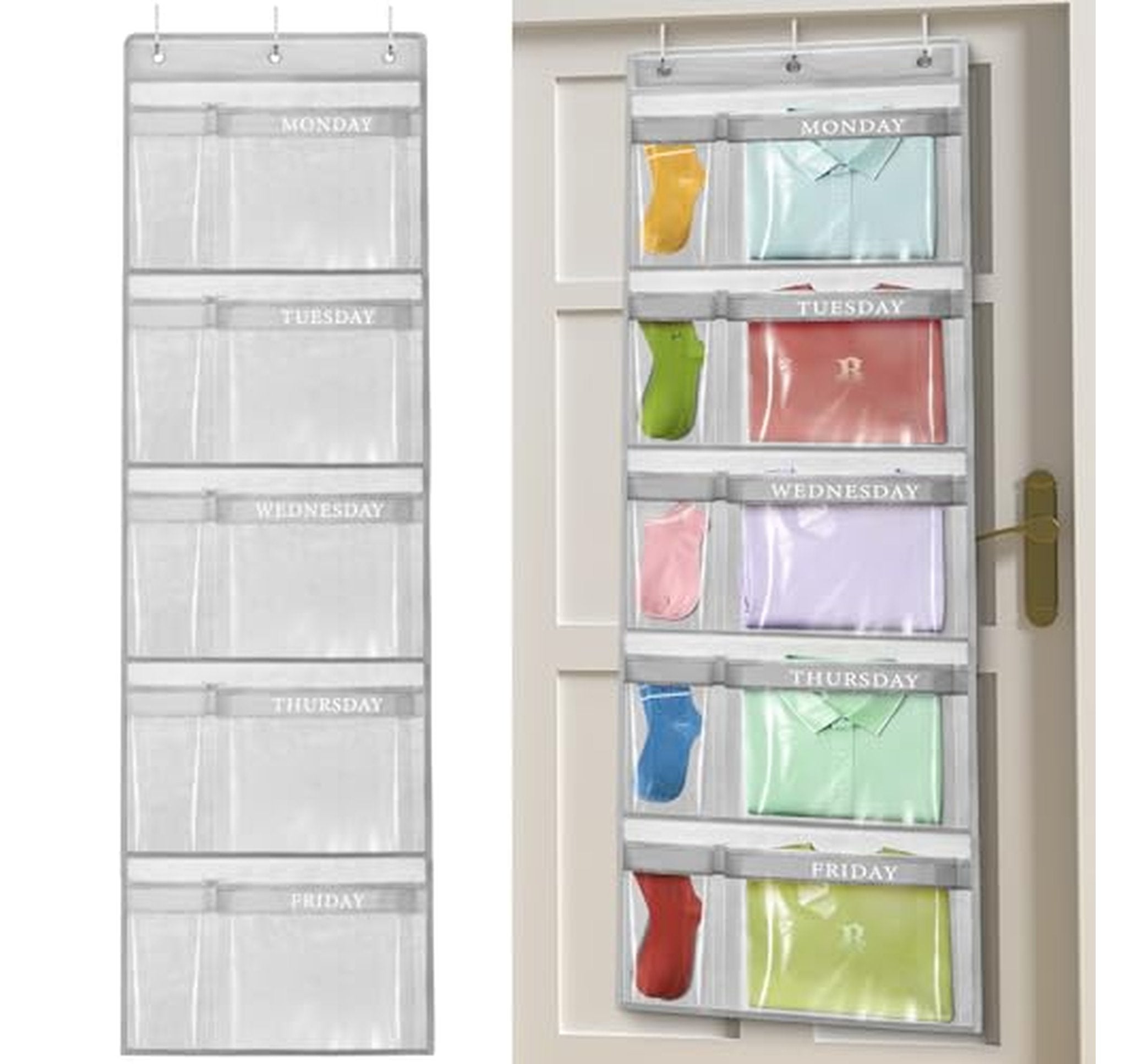 2 Pack Weekly Kids Clothes Hanging Closet Organizer