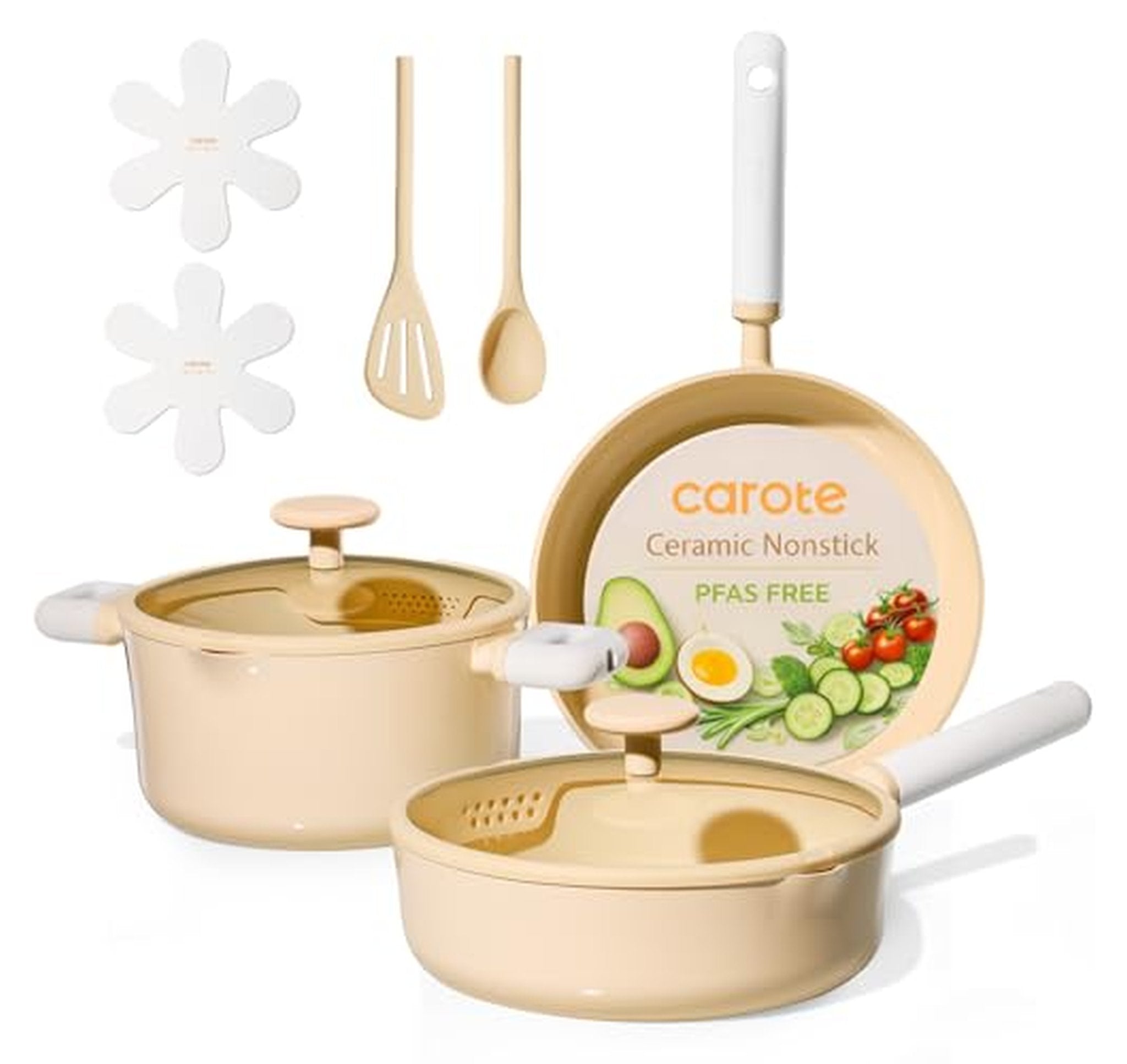9 Piece Nonstick Ceramic Cookware Set with Steamer