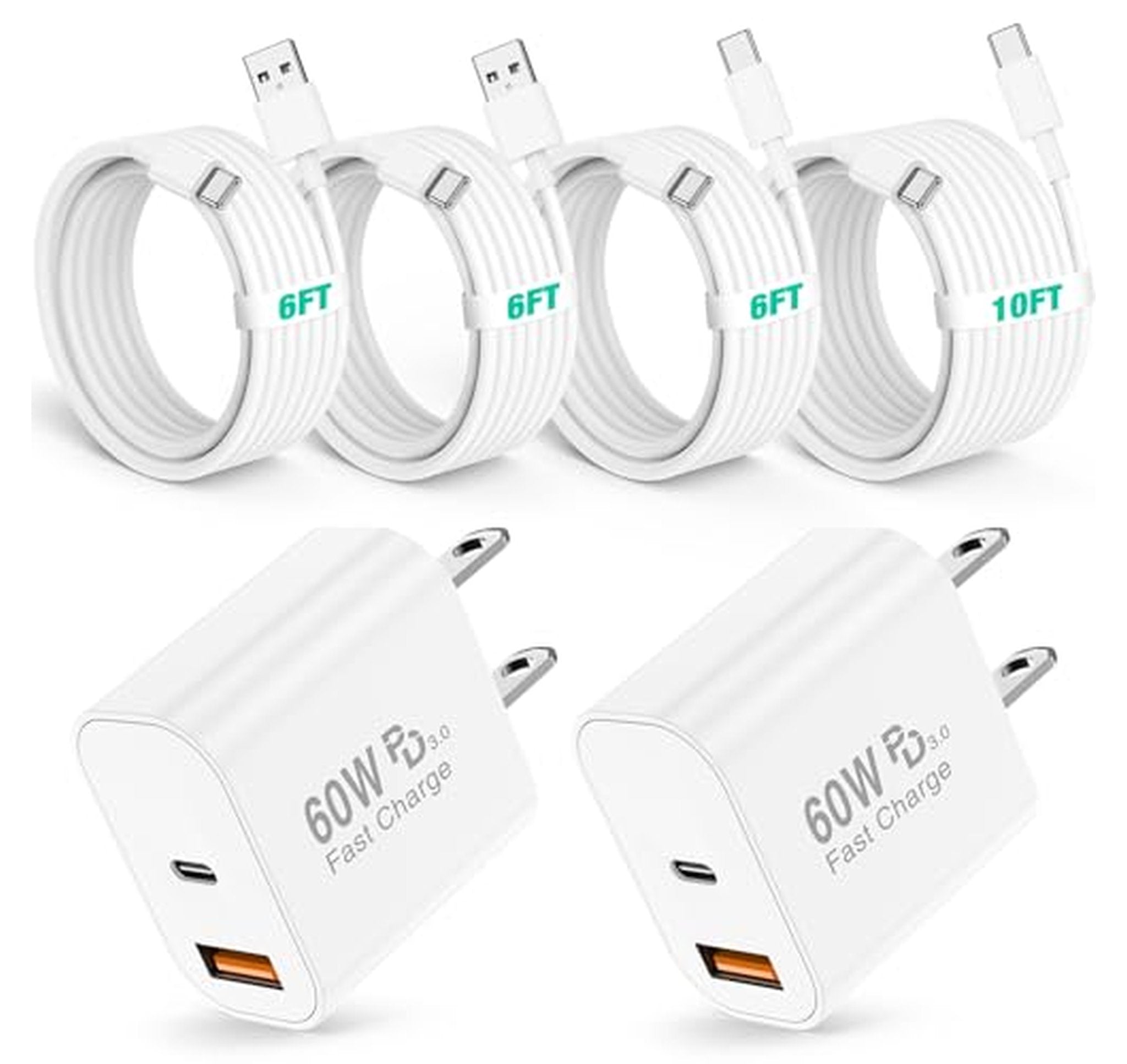 2 Pack 60W USB C Fast Charger Blocks