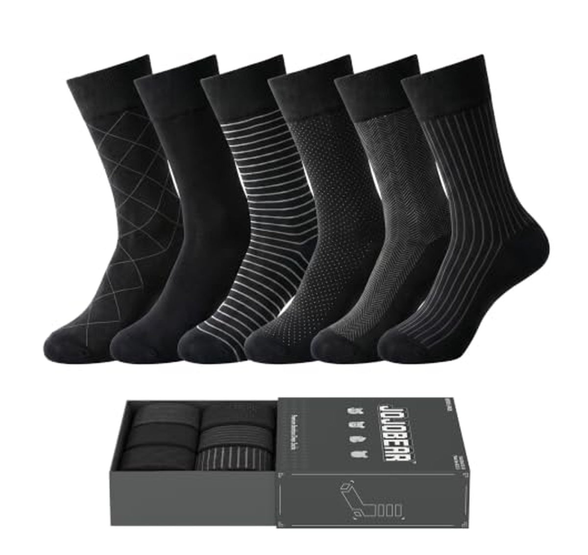 6 Pack Bamboo Dress Crew Socks