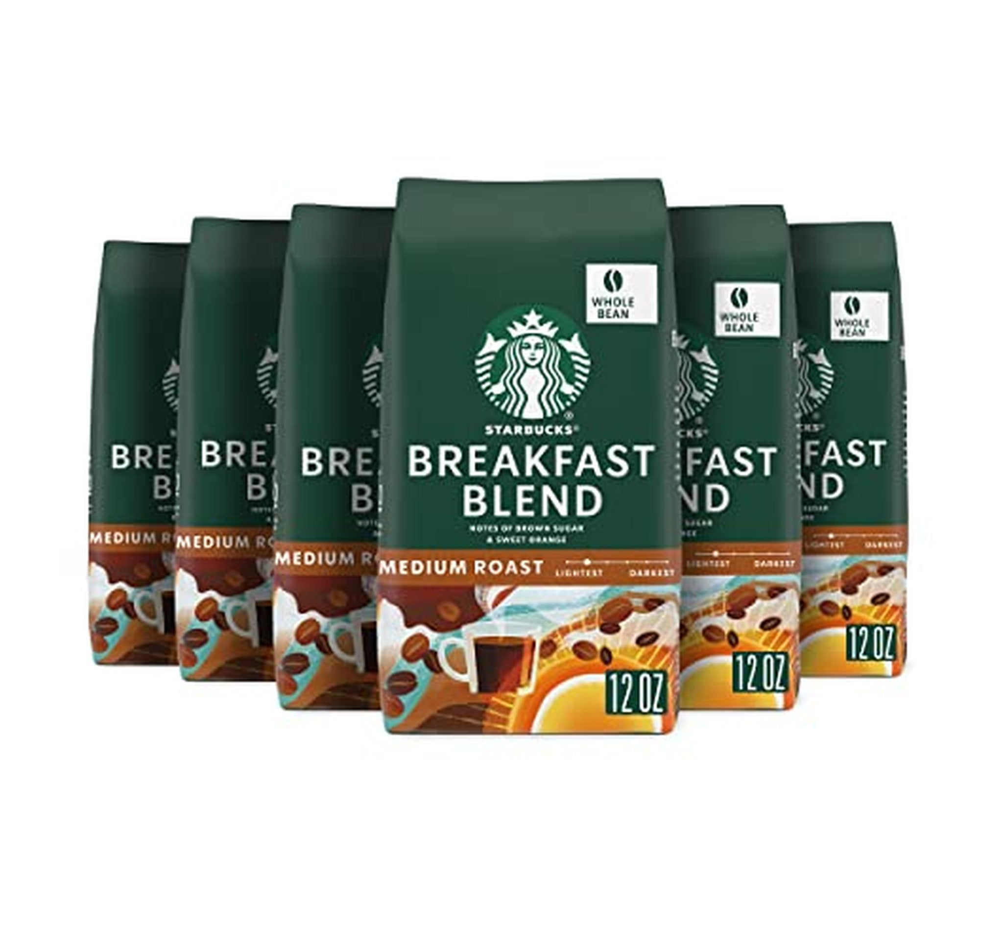 12 Pack Starbucks Breakfast Blend Whole Bean Coffee