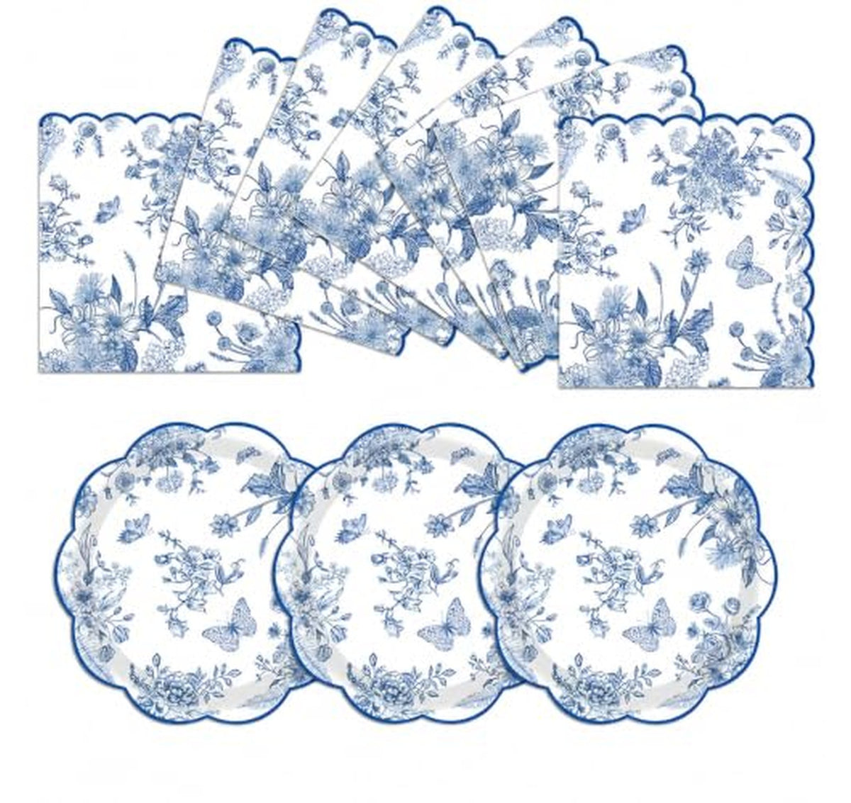 50 Count Floral Paper Plates and Napkins Set
