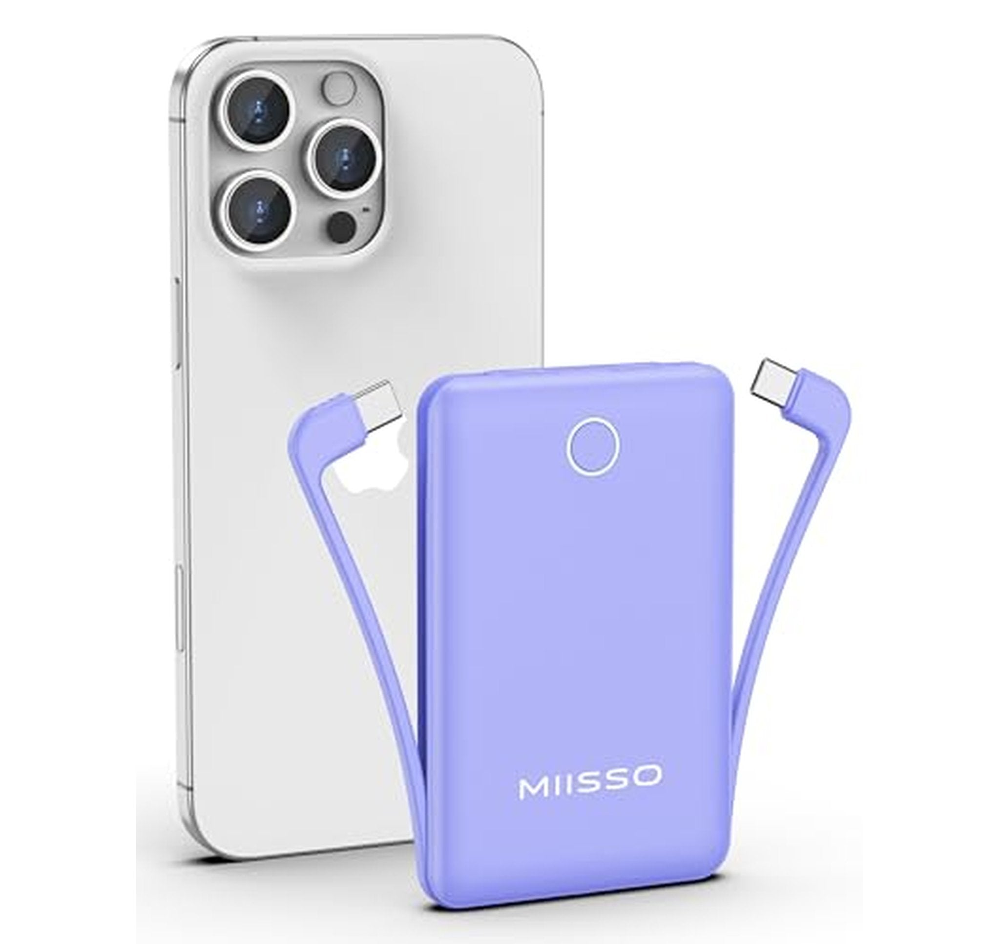 10000mAh Slim Portable Charger with Built-In Cable