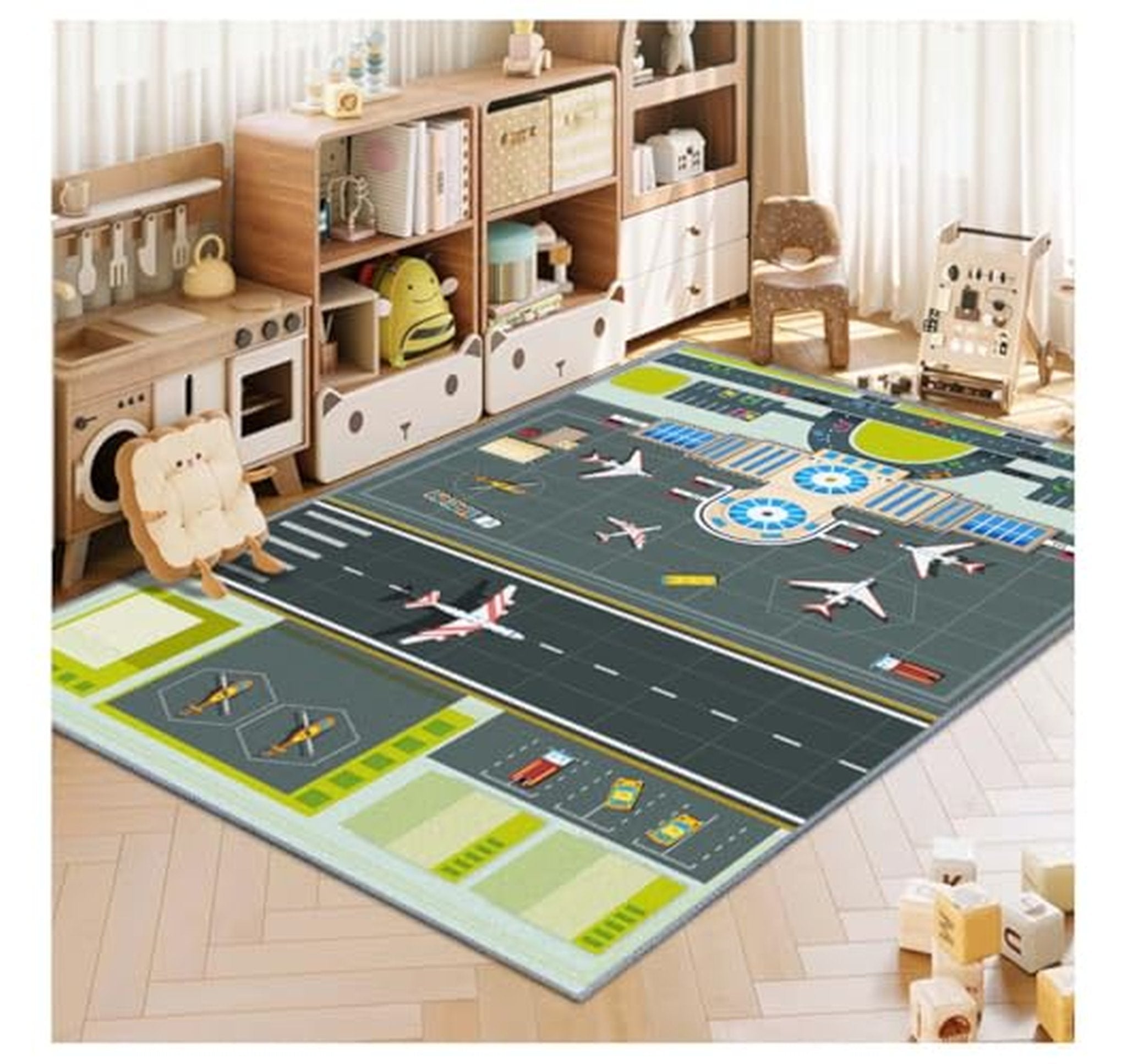 Airport Traffic System Kids Play Rug Playmat