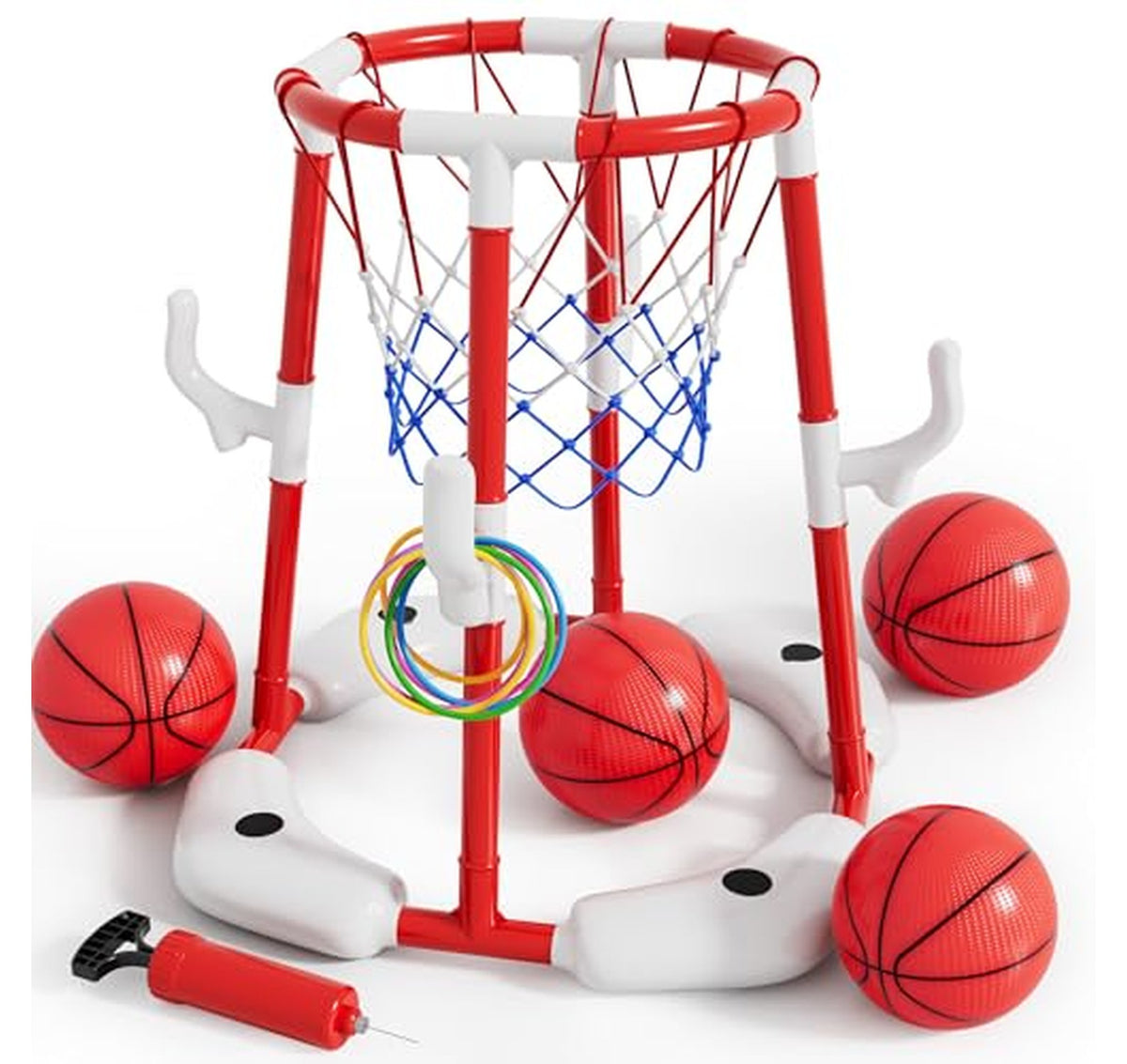 Floating Pool Basketball Hoop Set with Balls