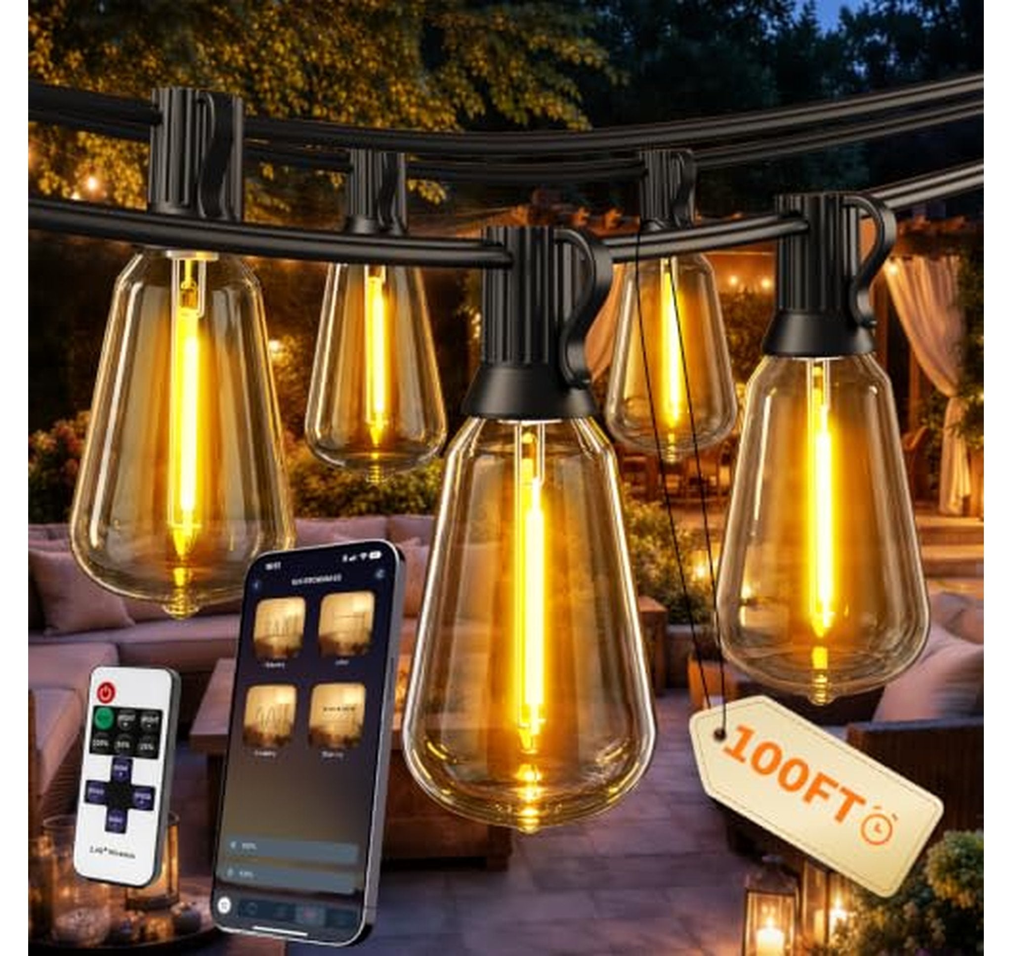 100FT Outdoor String Lights Patio Lights