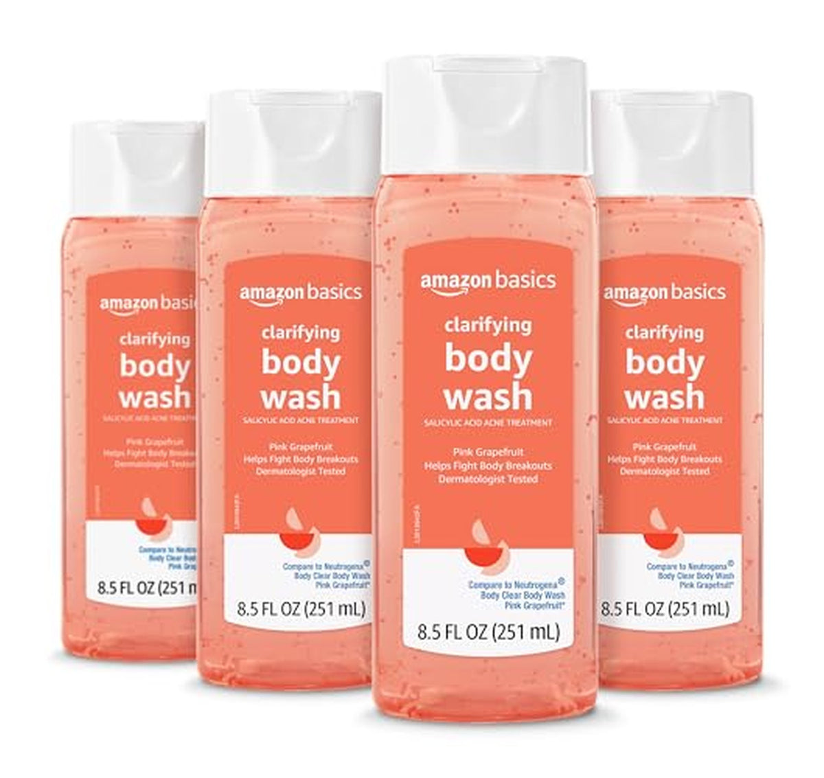 4 Pack Amazon Basics Salicylic Acid Acne Body Wash