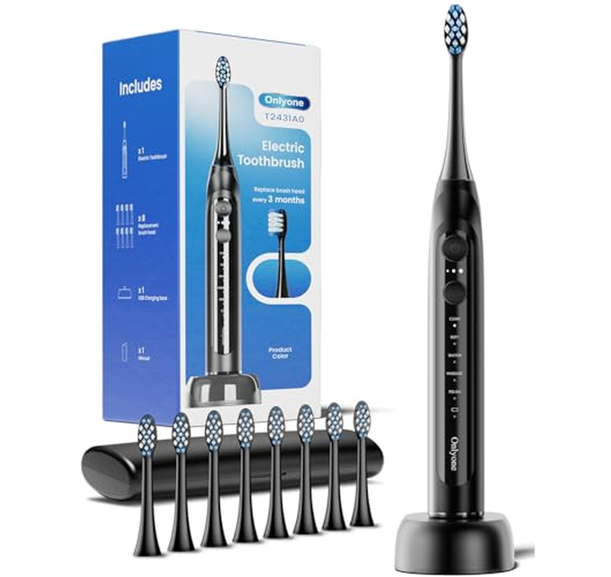 Rechargeable Electric Toothbrush with 8 Brush Heads