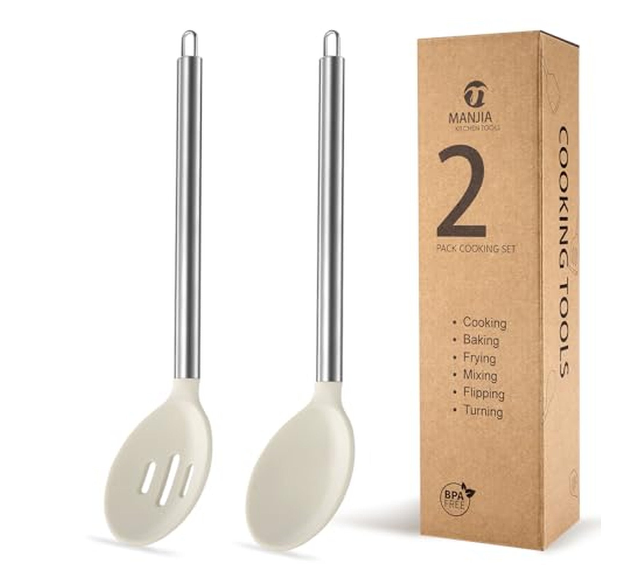 2 Pack Nonstick Silicone Spoon and Turner Spatulas
