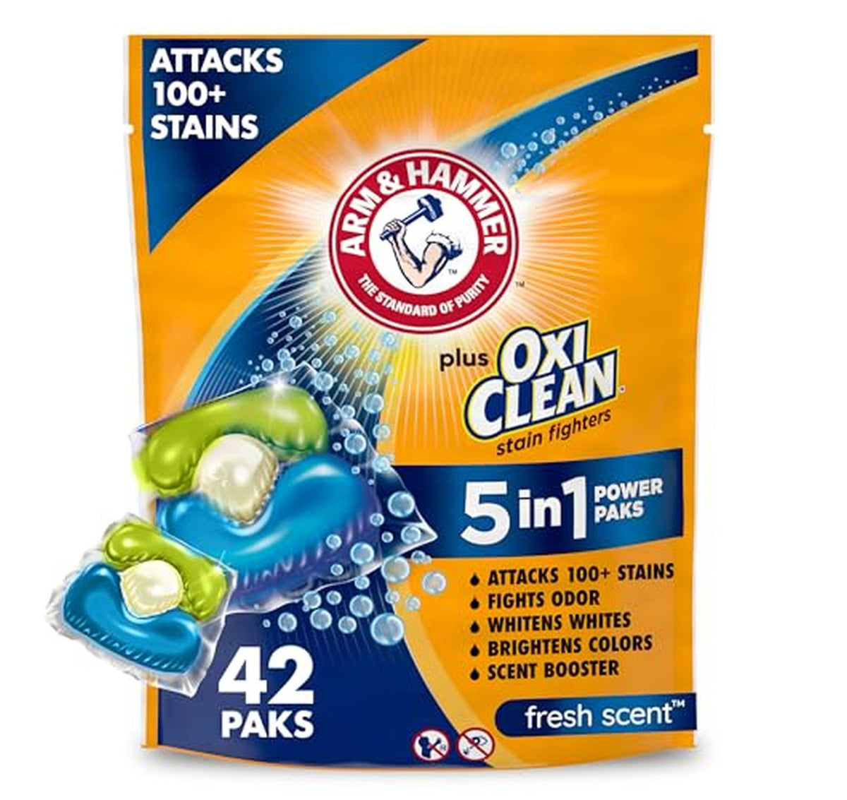42 Count ARM & HAMMER OxiClean Laundry Detergent Paks