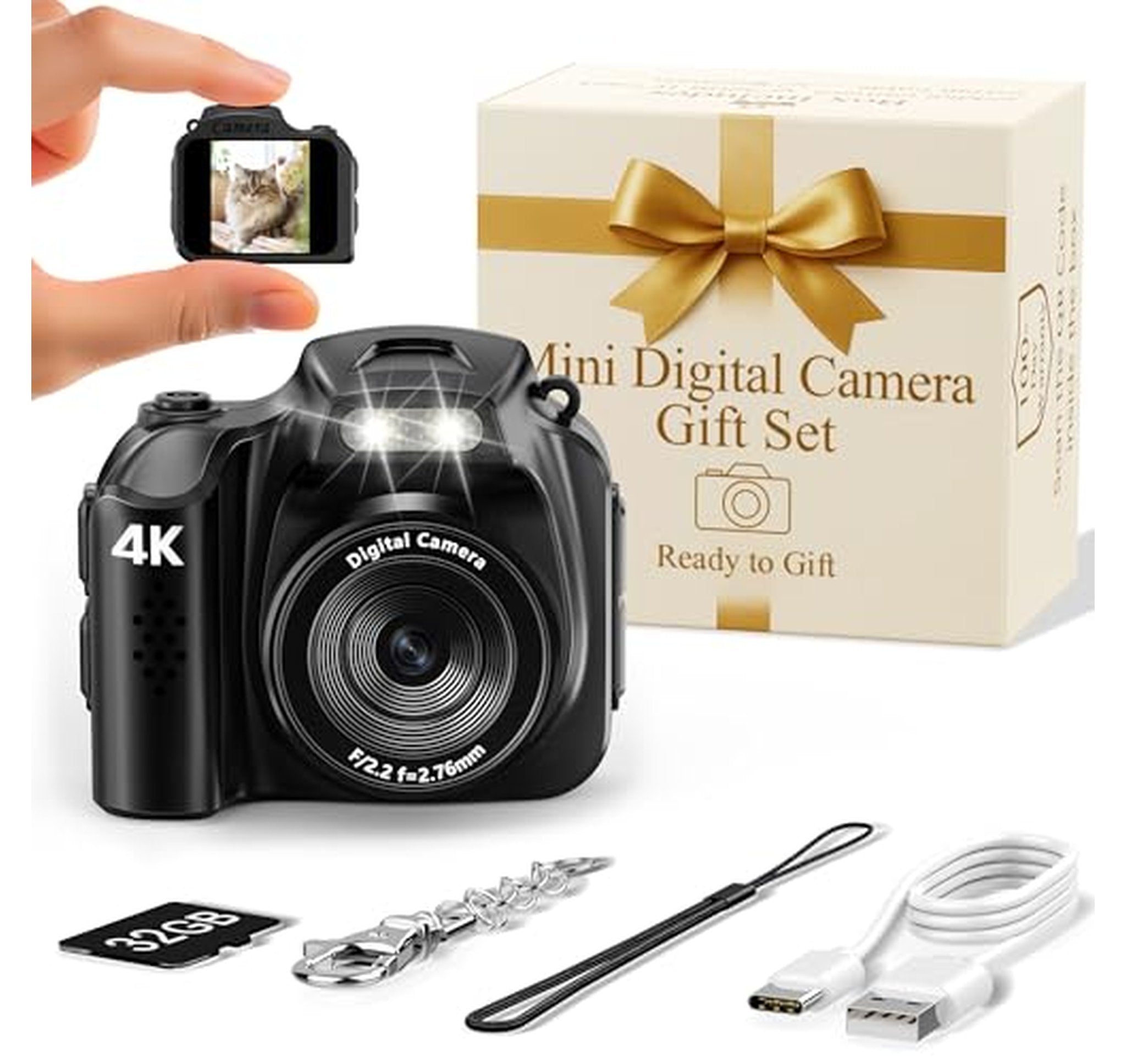 6K Flip Screen Digital Vlogging Camera with Card