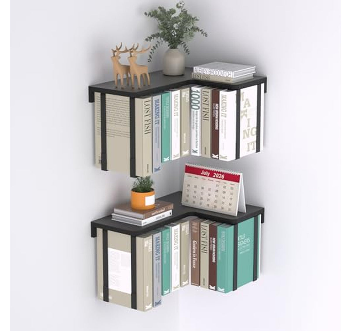 2 Pack L-Shaped Corner Floating Wall Shelves