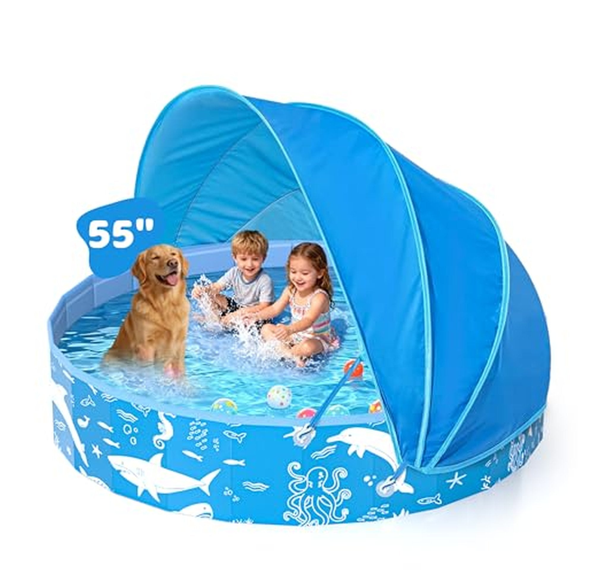 55-Inch Kids Pool with Canopy