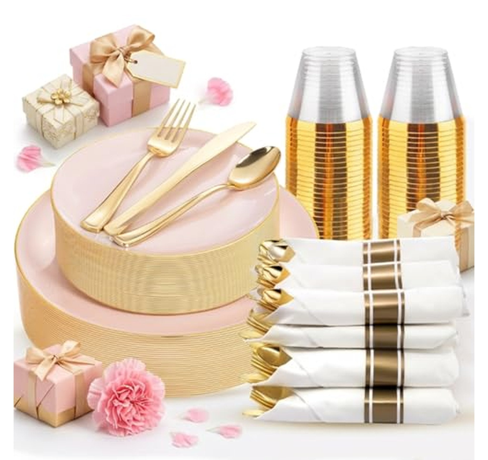 175 Piece Disposable Plastic Party Dinnerware Set
