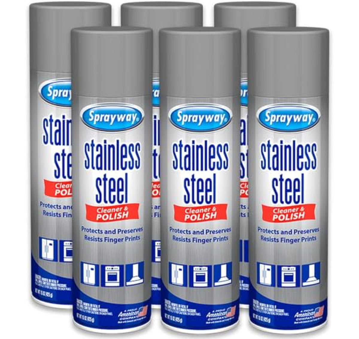 6 Pack Sprayway Stainless Steel Cleaner Aerosol Spray