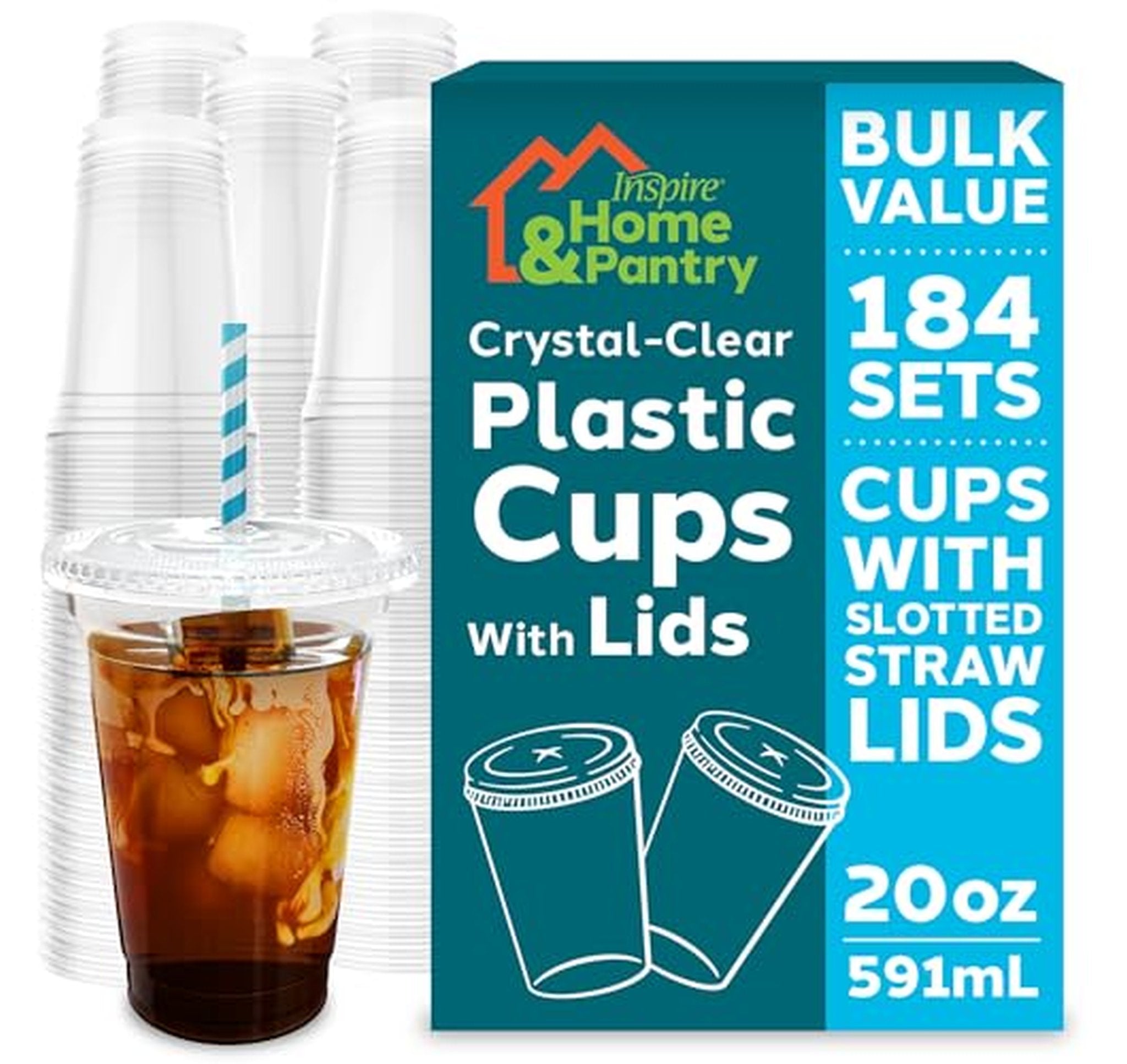 184 Count 20 Oz Disposable Cups with Lids