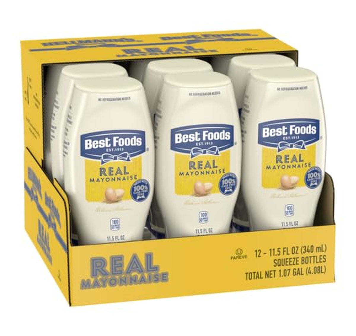 12 Pack Best Foods Real Mayonnaise Squeeze Bottles