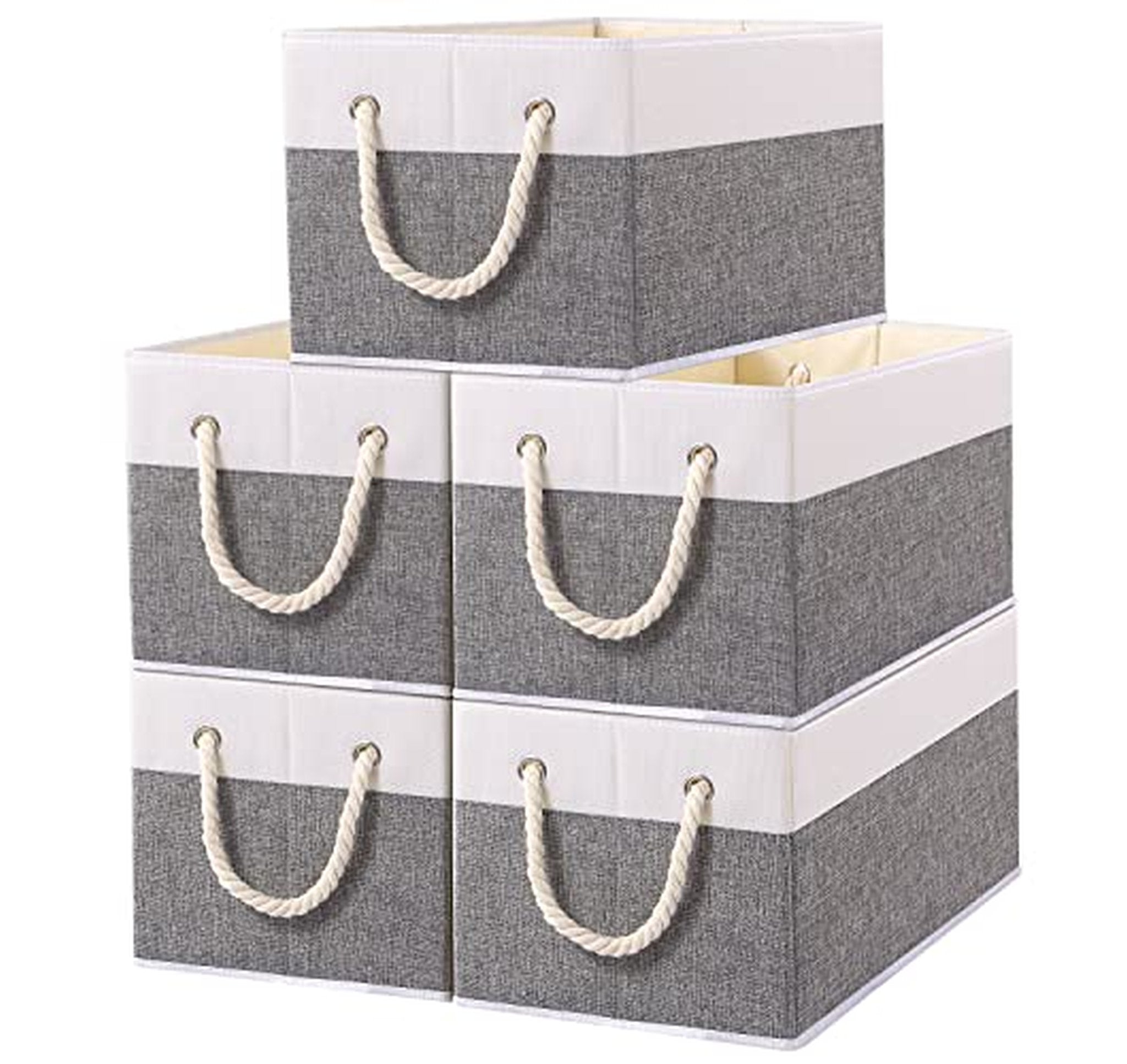 5 Pack Foldable Fabric Storage Bins with Handles