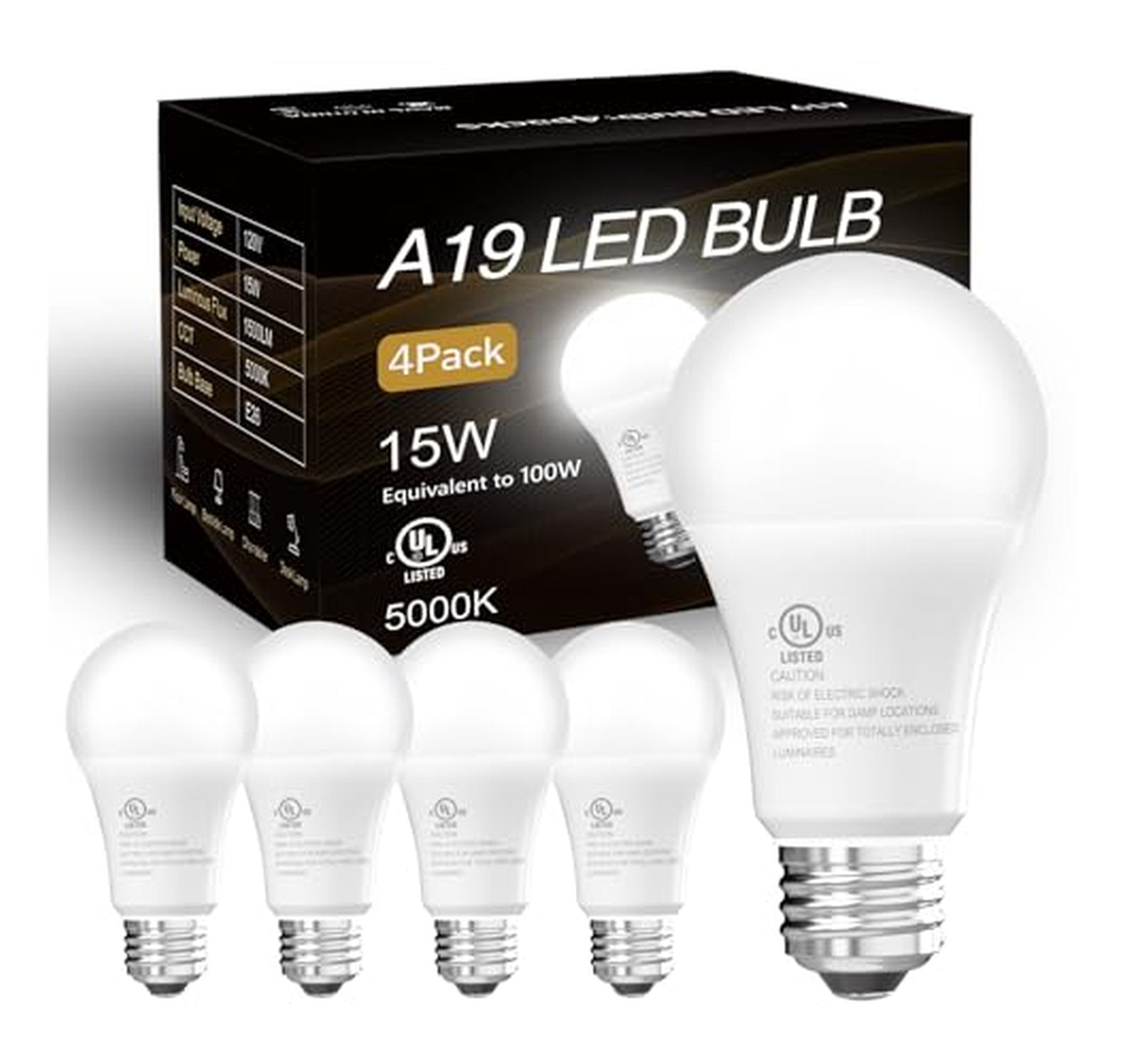 4 Pack 100W Equivalent LED Light Bulbs