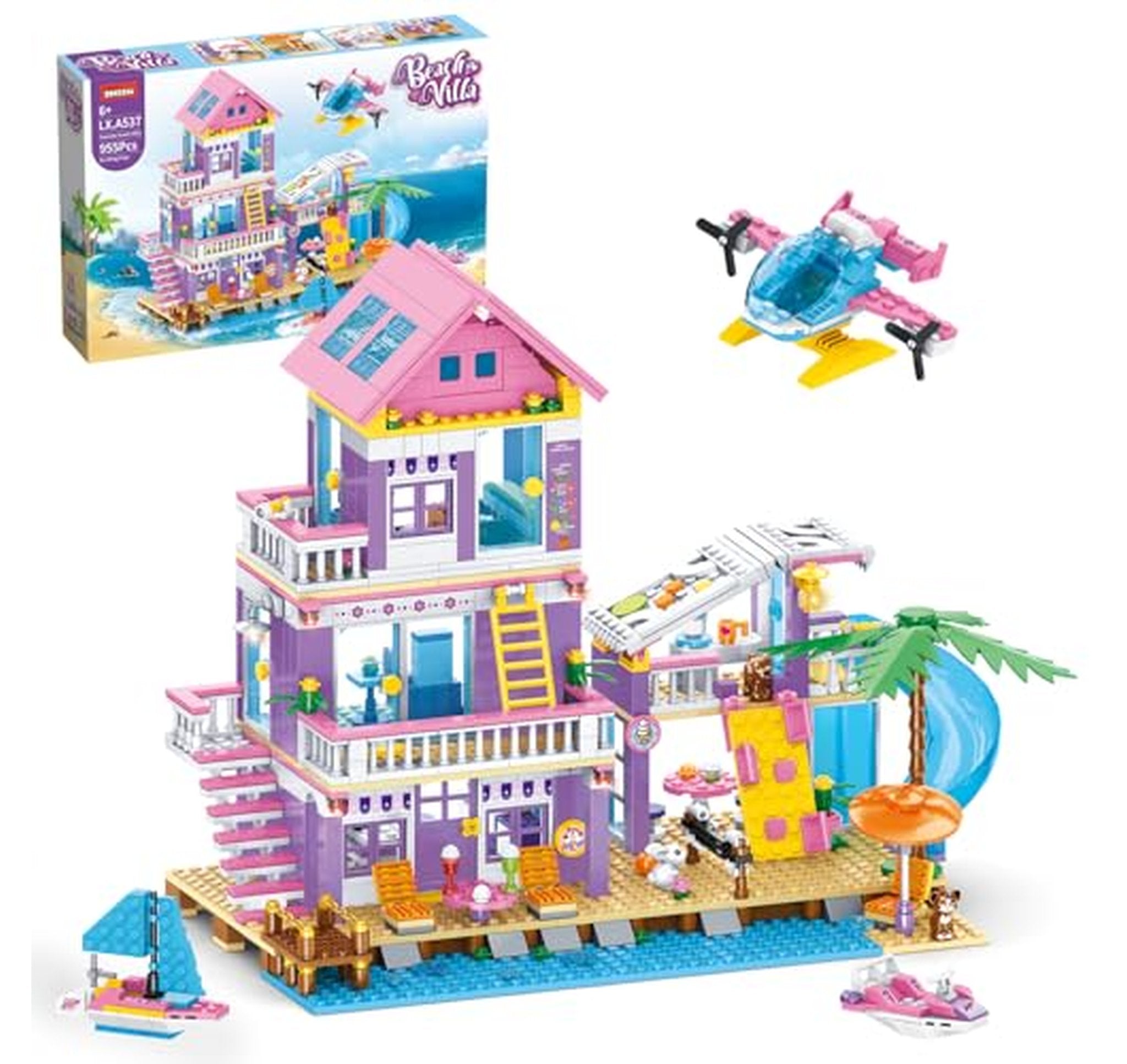 955 Piece Seaside Villa Beach House Building Set