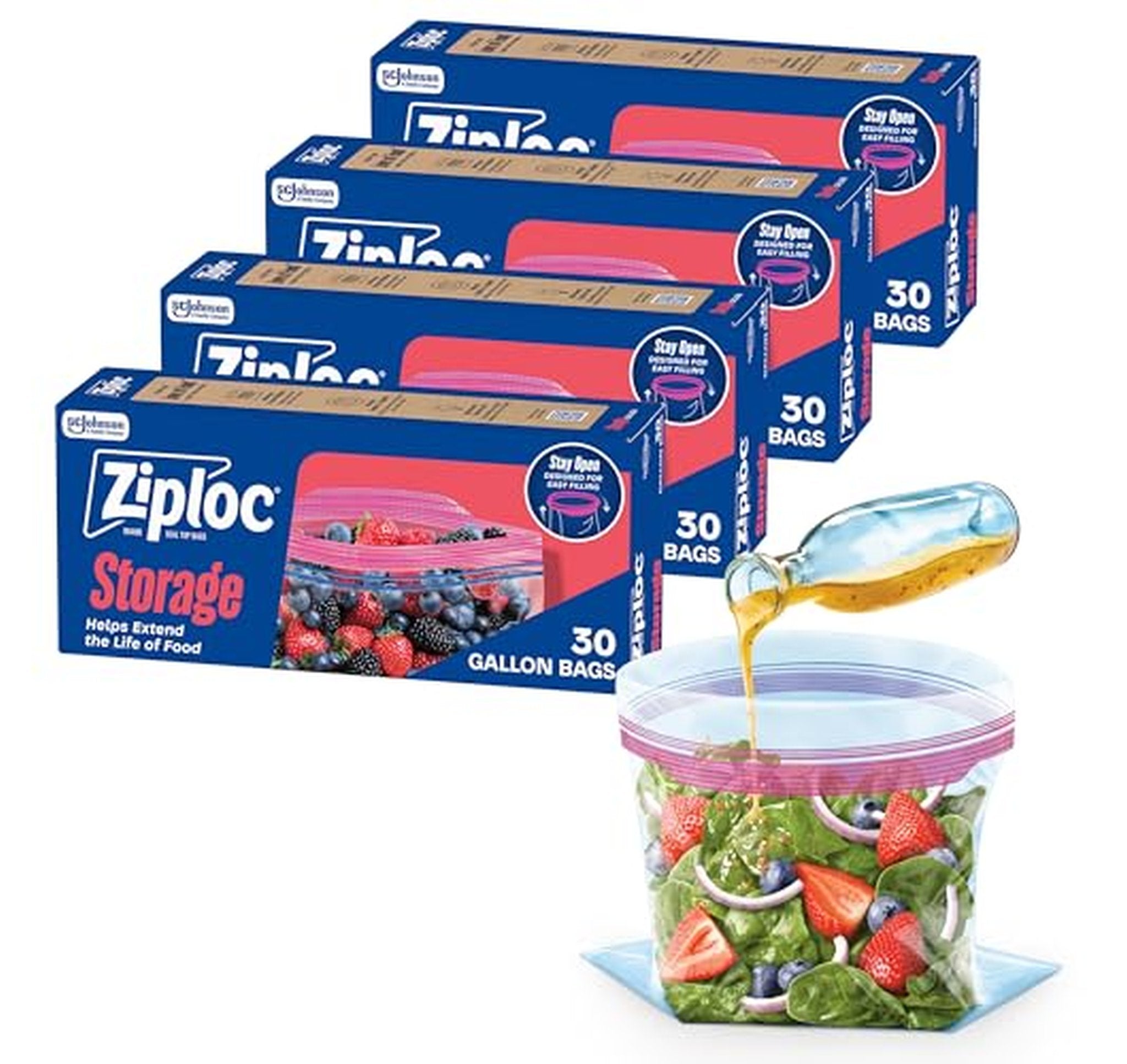 120 Count Ziploc Gallon Stand-Up Food Storage Bags