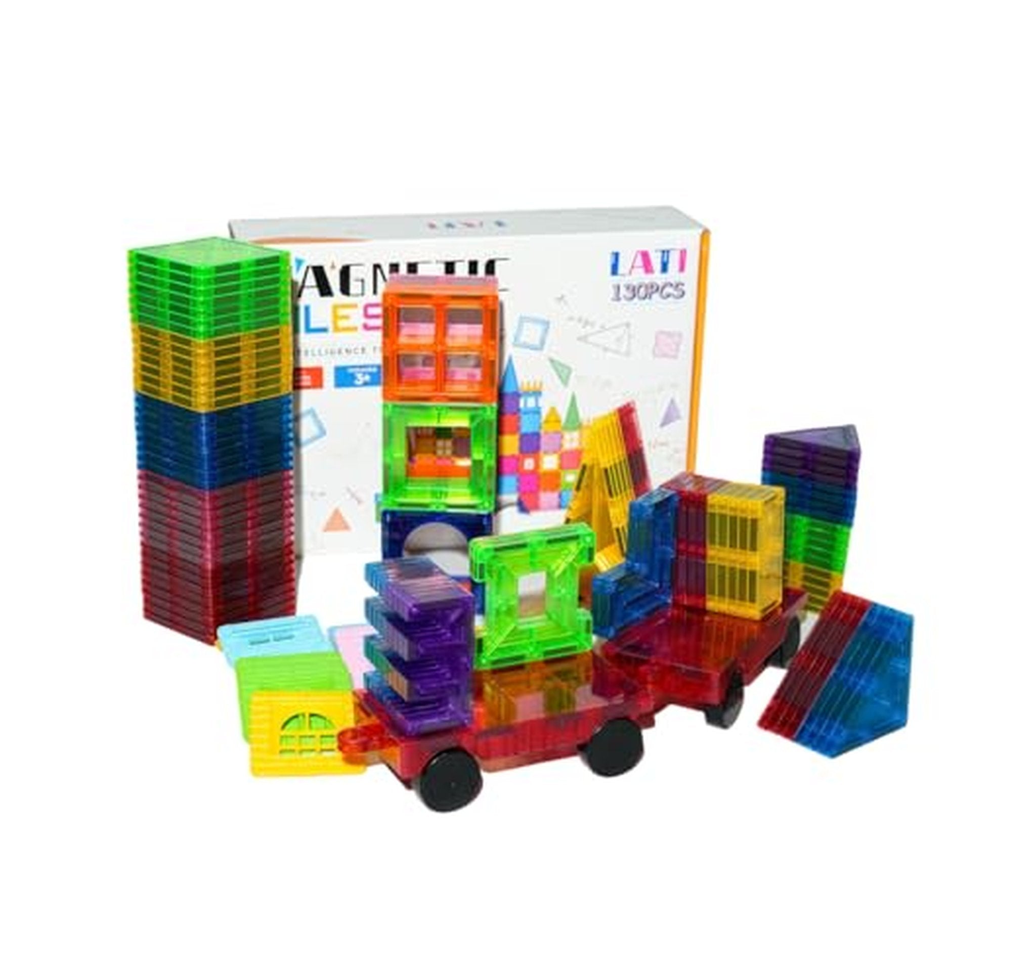 130 Piece Magnetic Building Tiles STEM Set