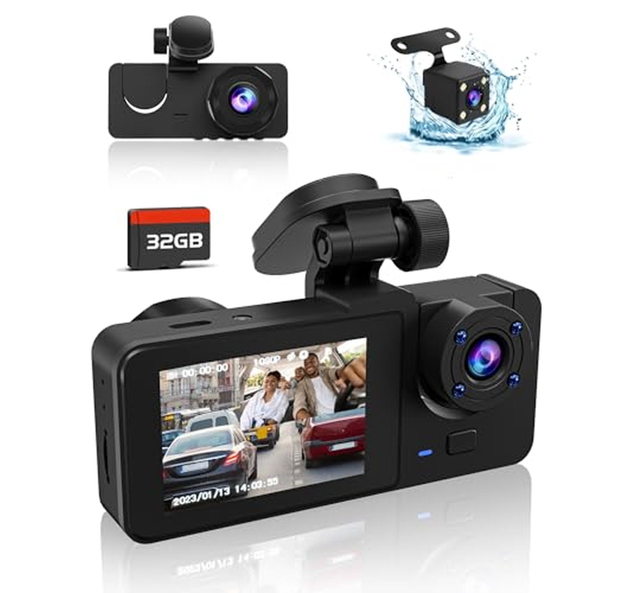 4K Front and Rear Dash Cam with 32GB Card