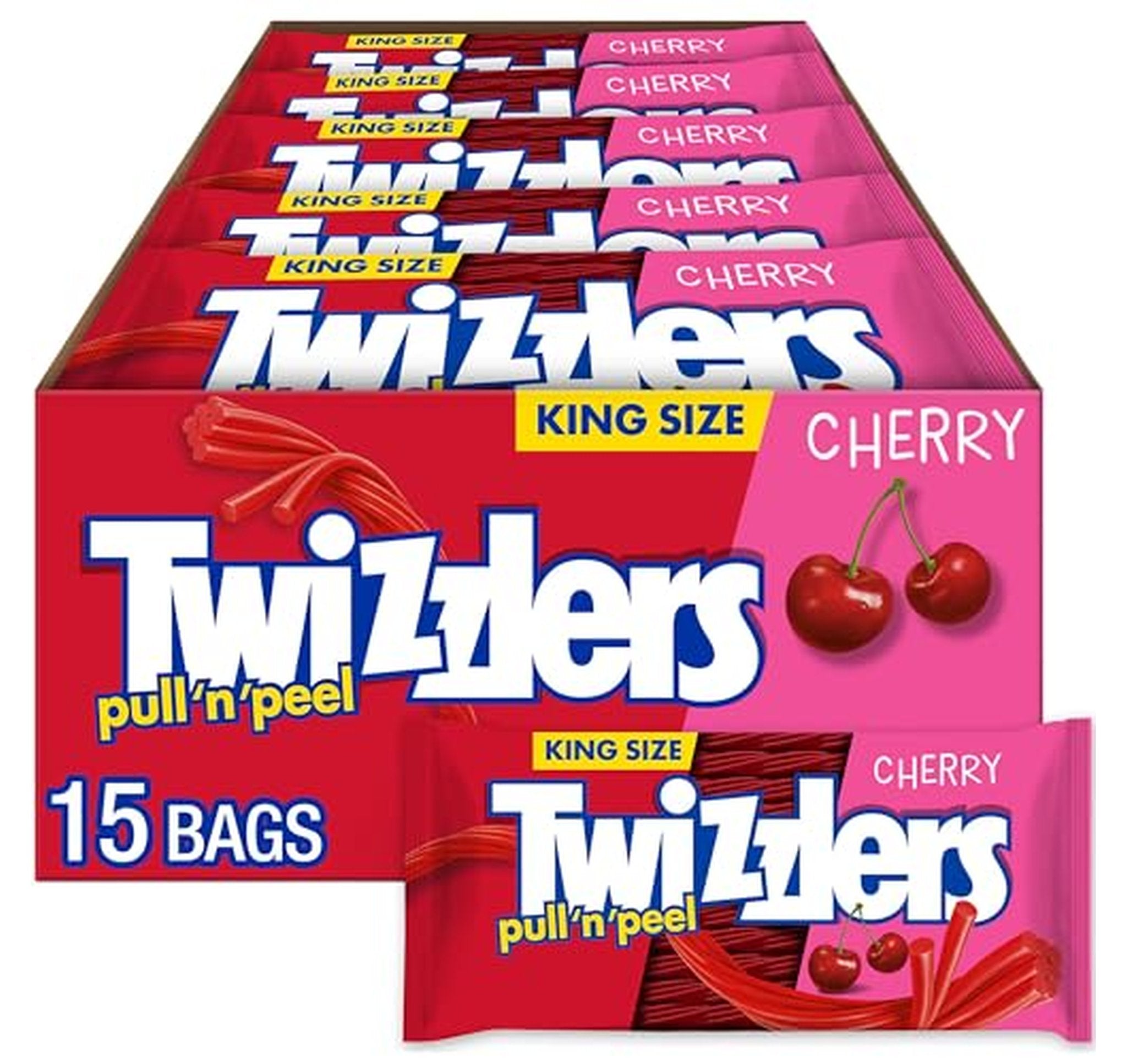 15 Pack Twizzlers Pull 'N' Peel Cherry Candy 4.2 oz (OU)