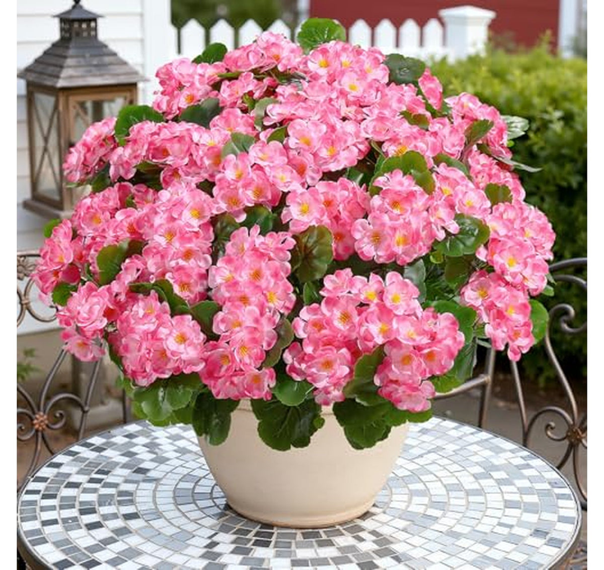 16 Pack UV Resistant Artificial Geranium Flowers
