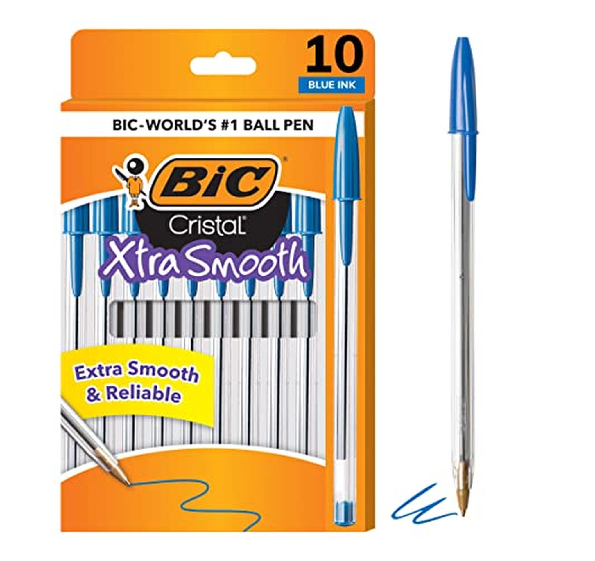 10 Pack BIC Cristal Xtra Smooth Medium Ballpoint Pens