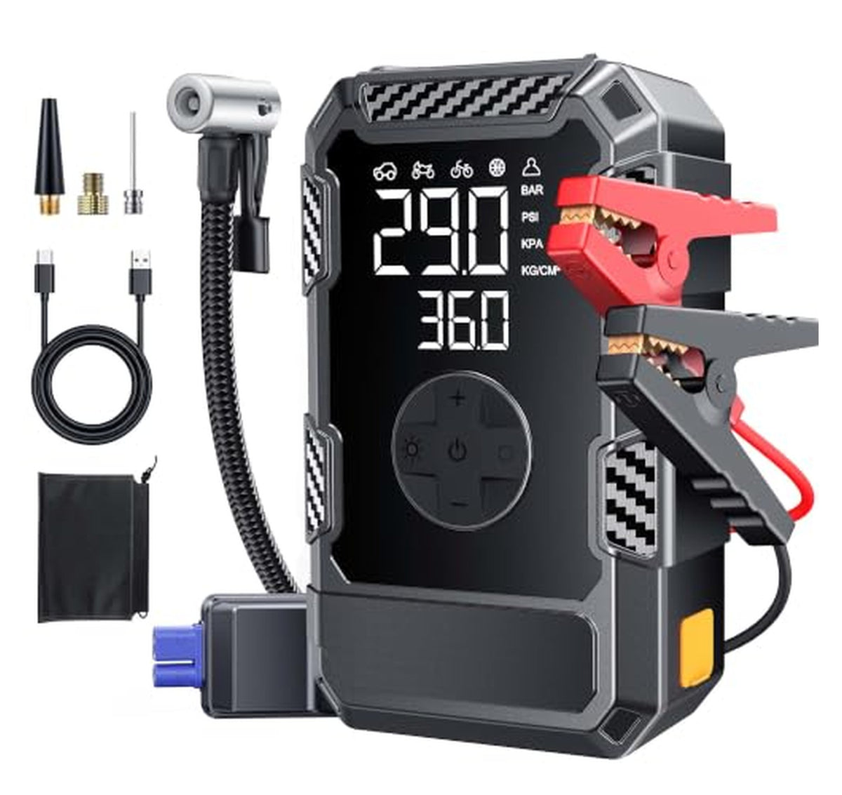 4000A 12V Portable Car Jump Starter with Air Compressor