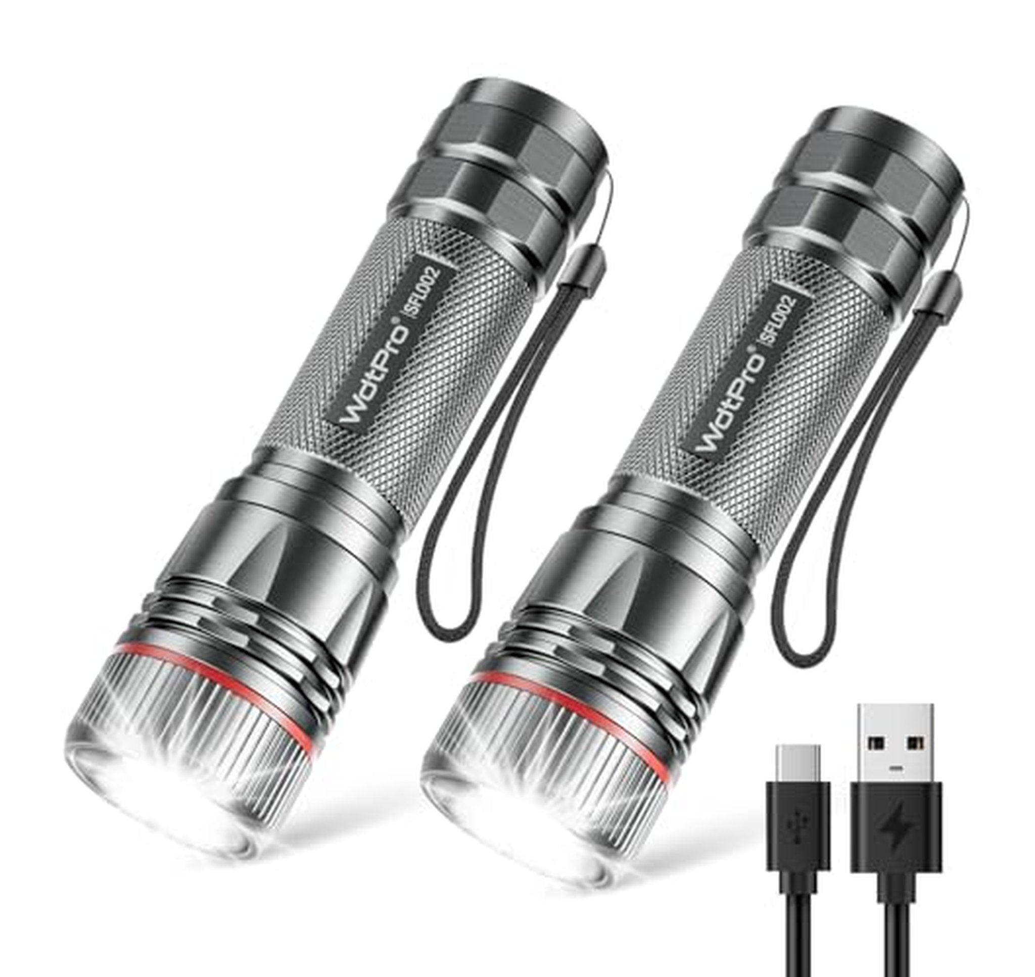 2 Pack Rechargeable High Lumens Mini Flashlights