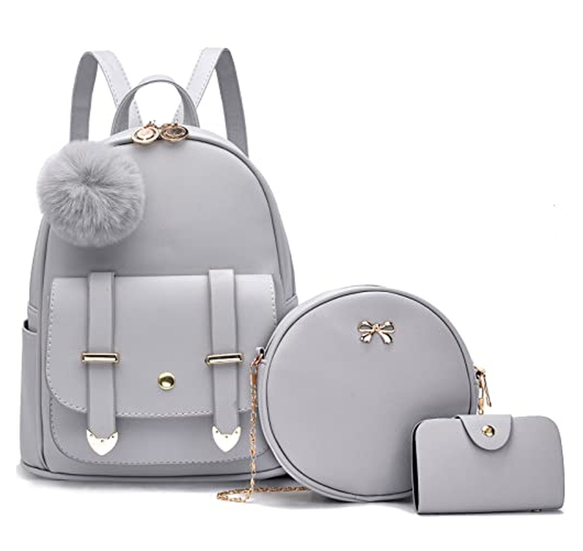 Mini Leather Backpack Purse 3-Piece Set