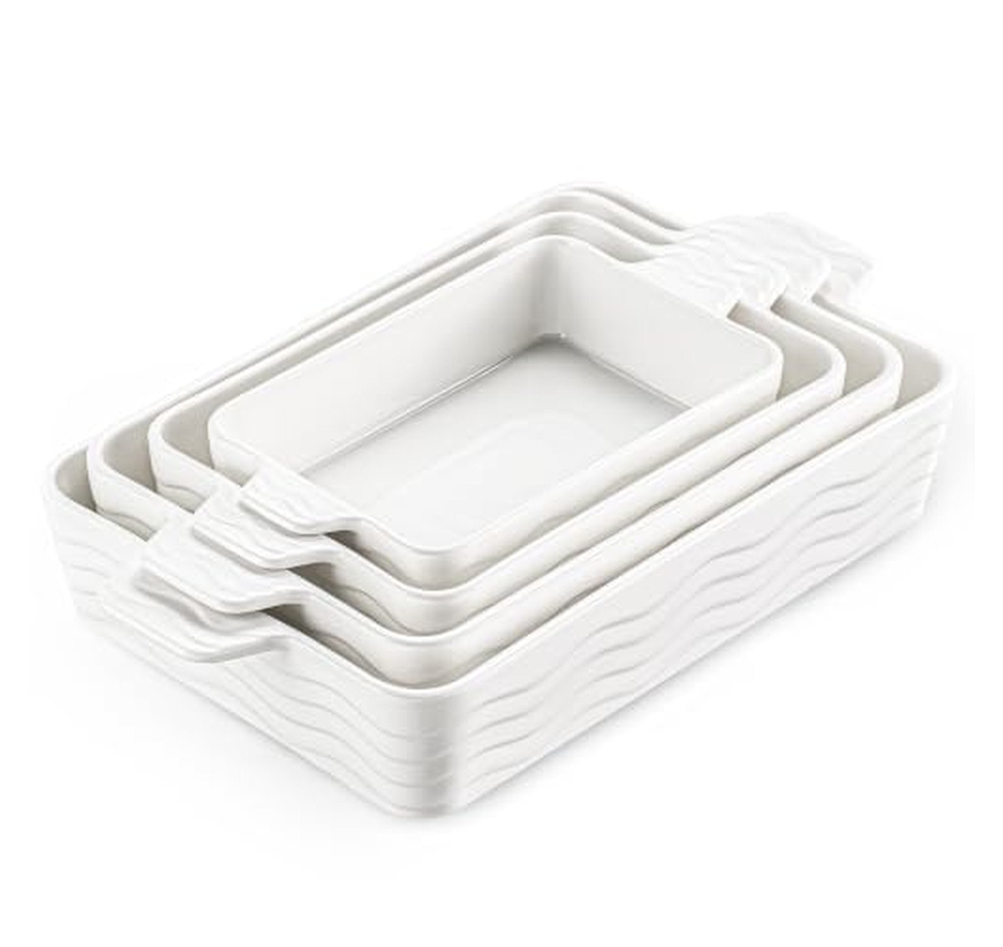 4 Pack Ceramic Rectangular Casserole Baking Dishes