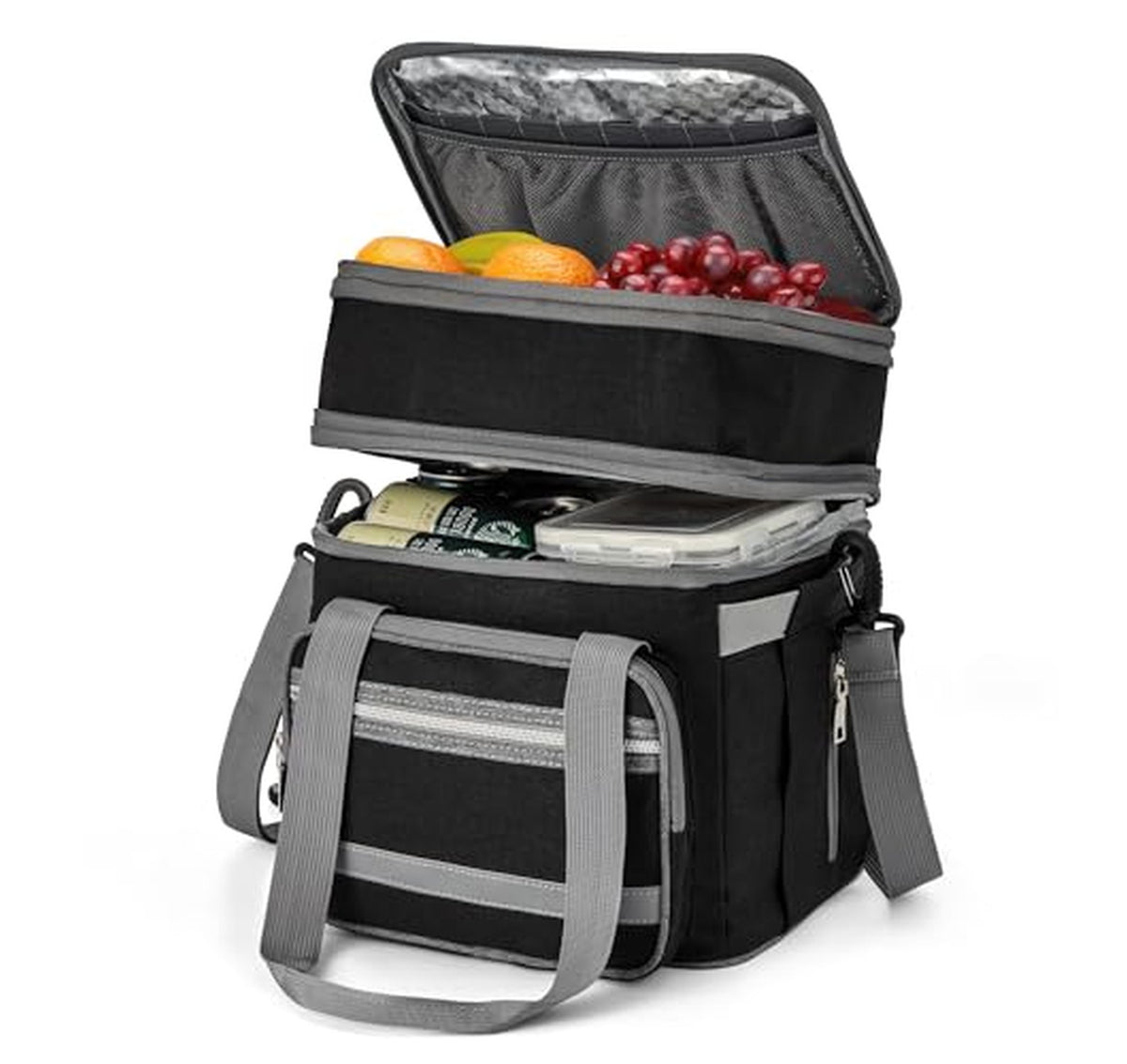 Insulated Double Deck Leakproof Lunch Box Bag