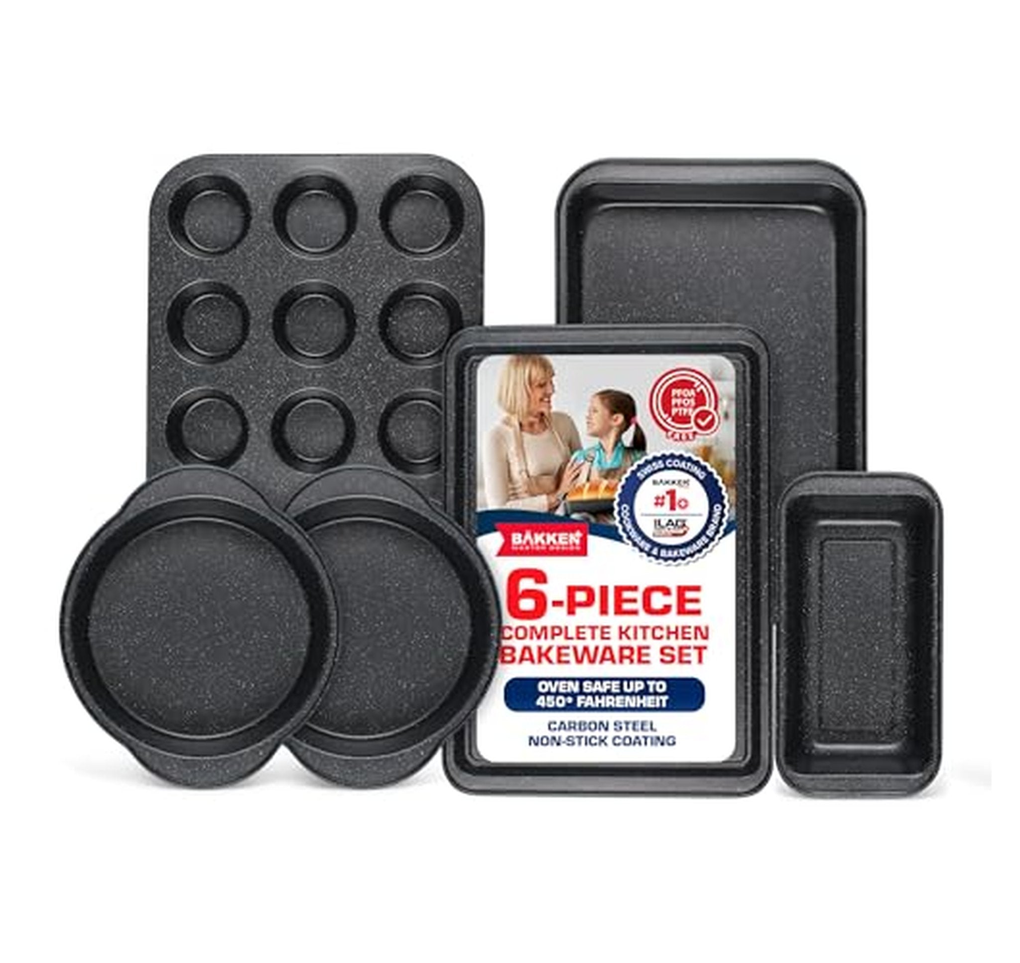 6 Piece Nonstick Carbon Steel Baking Pan Set