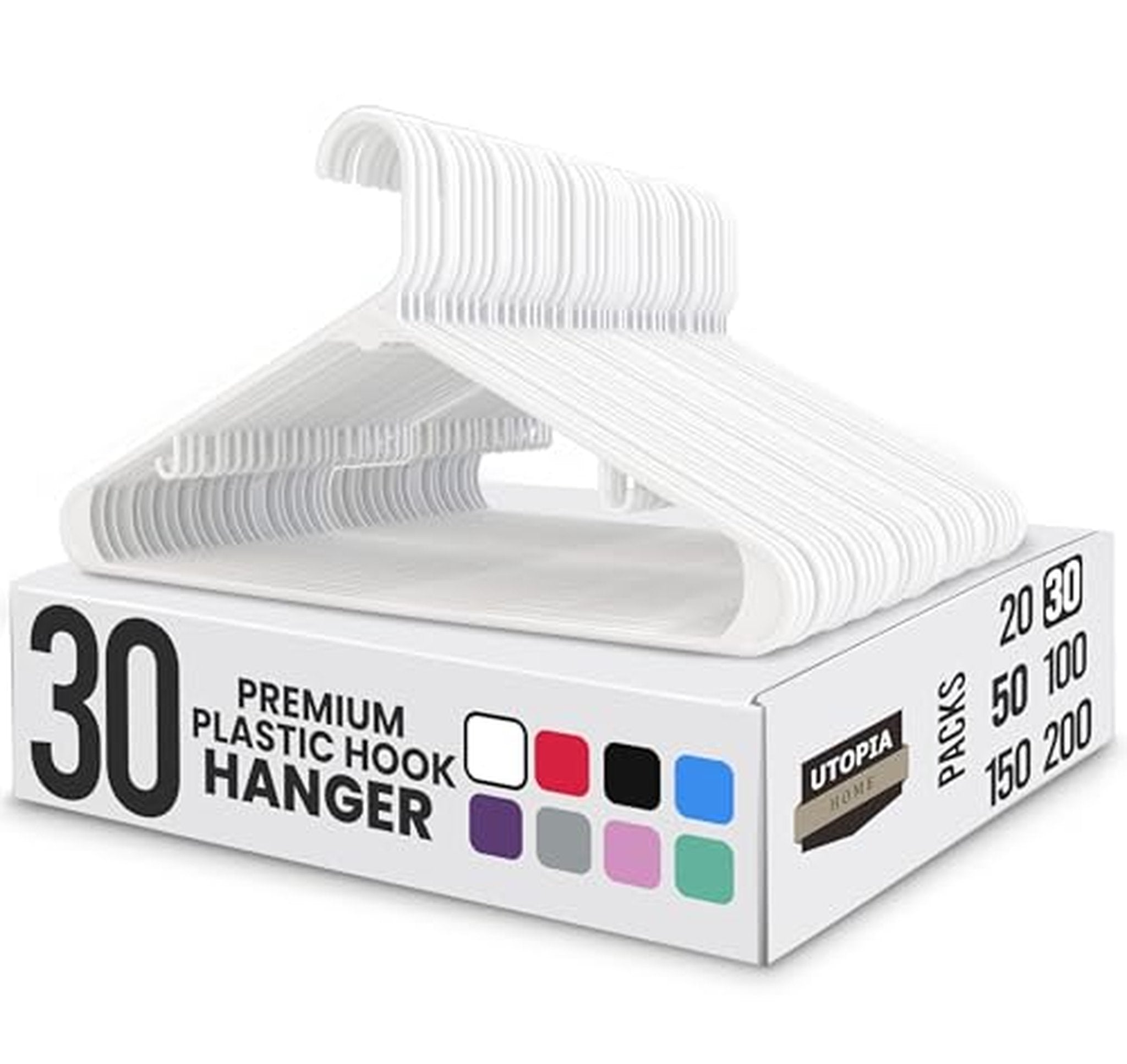 30 Pack Durable Space Saving Plastic Clothes Hangers