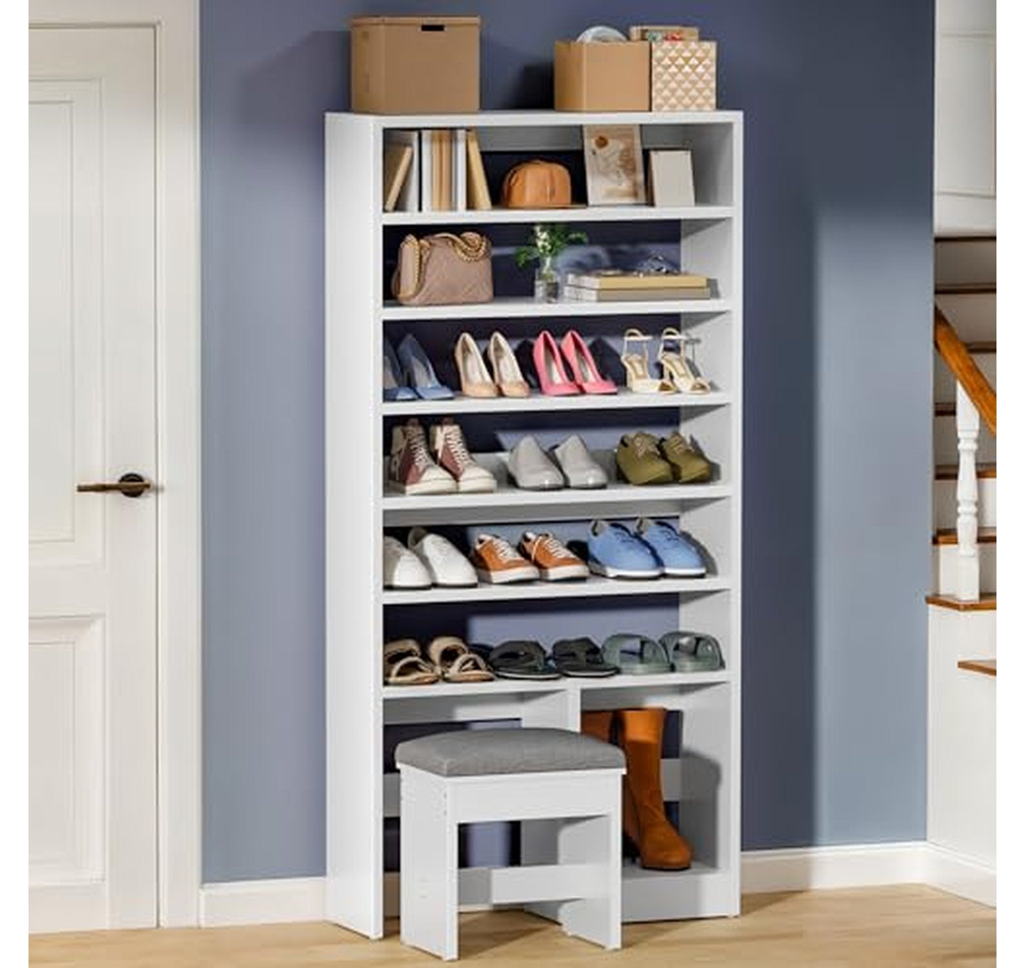 Shoe Storage Cabinet with Hidden Bench Seat