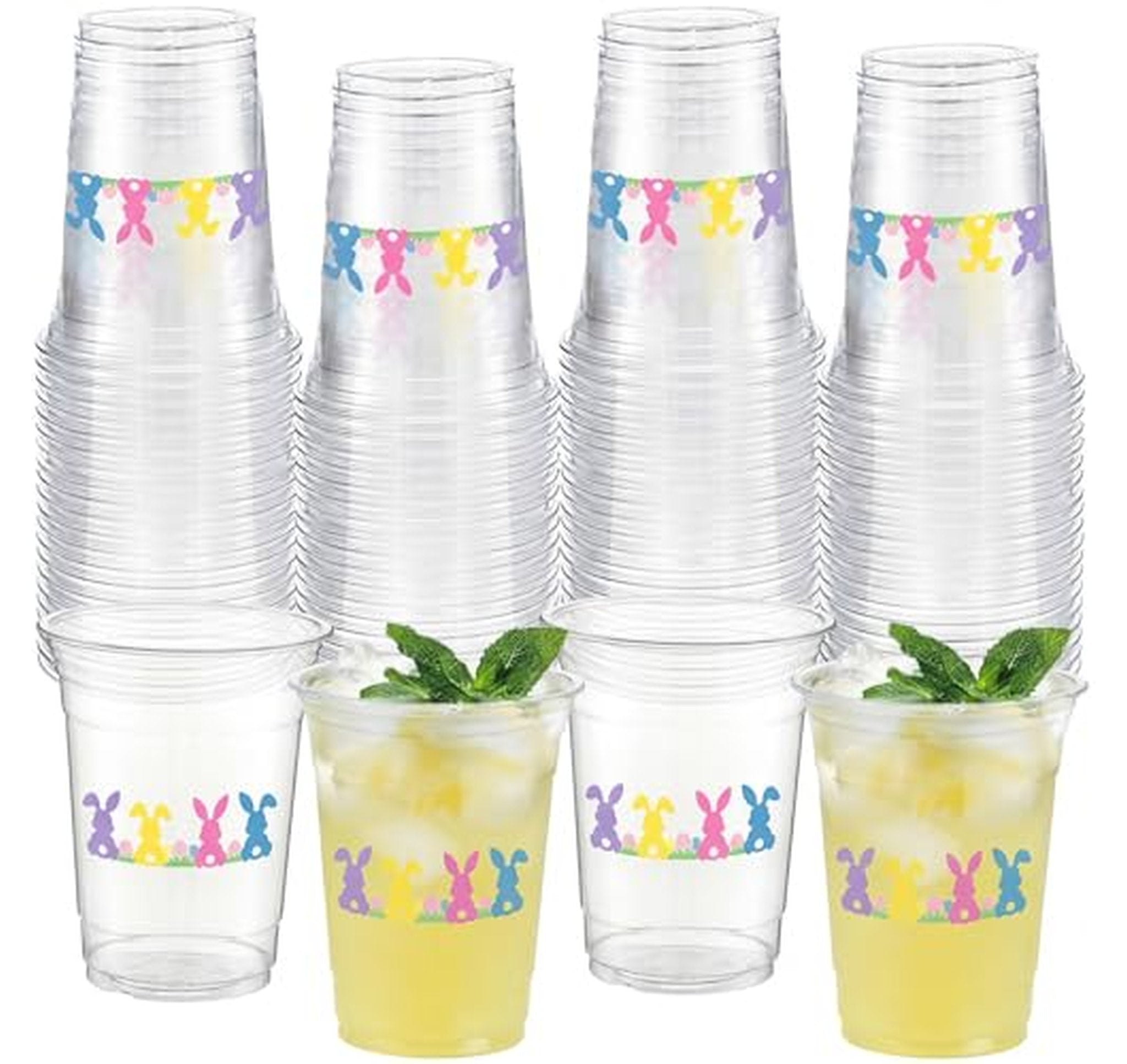 100 Pack Bunny Plastic Disposable Cups 16 oz
