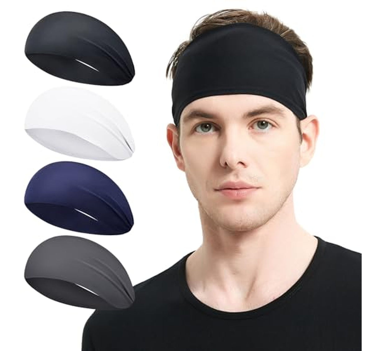 4 Pack Stretch Running Headbands Quick-Dry Sweatbands