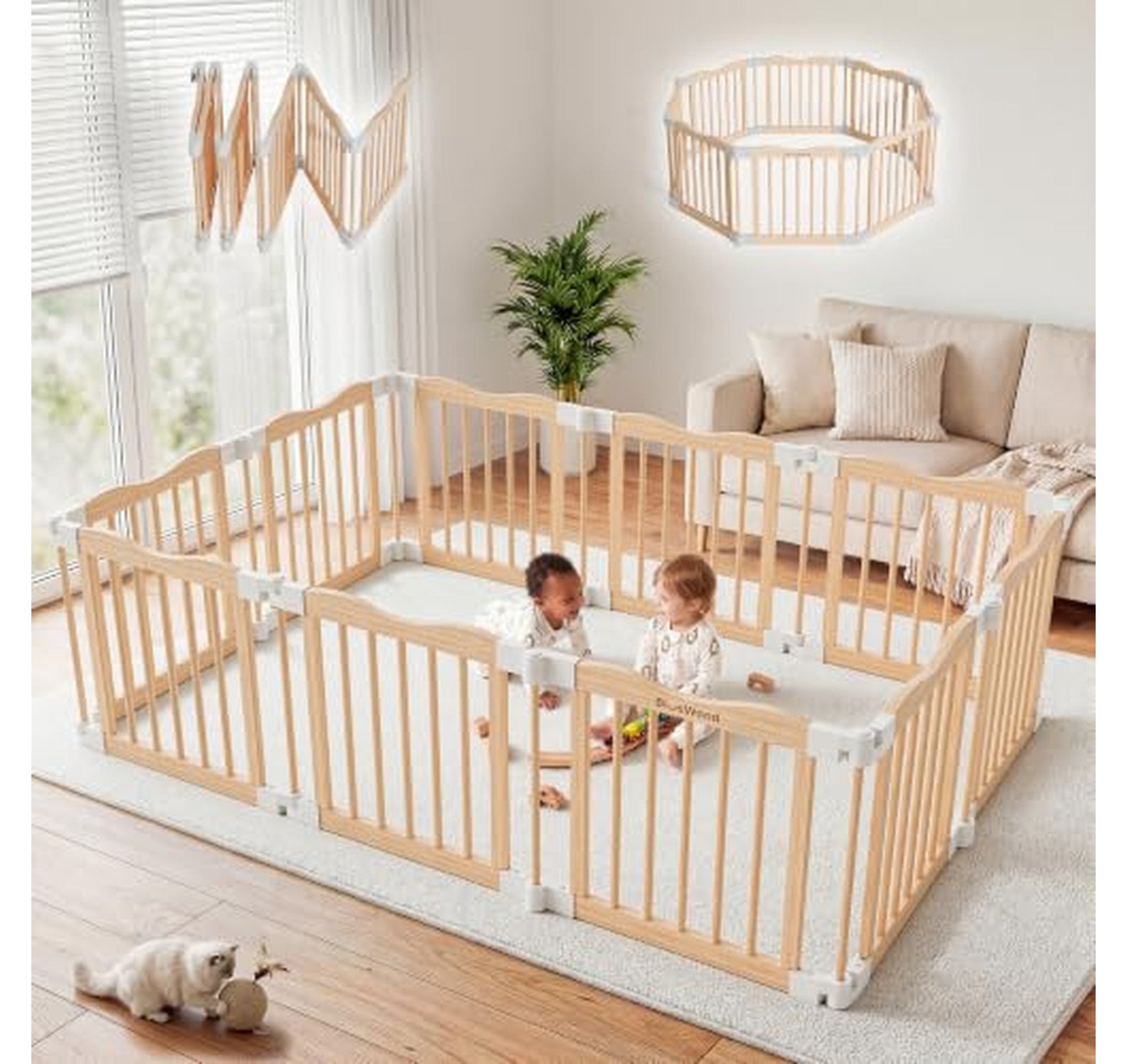 Wooden Baby Playpen Large Indoor Safety Fence