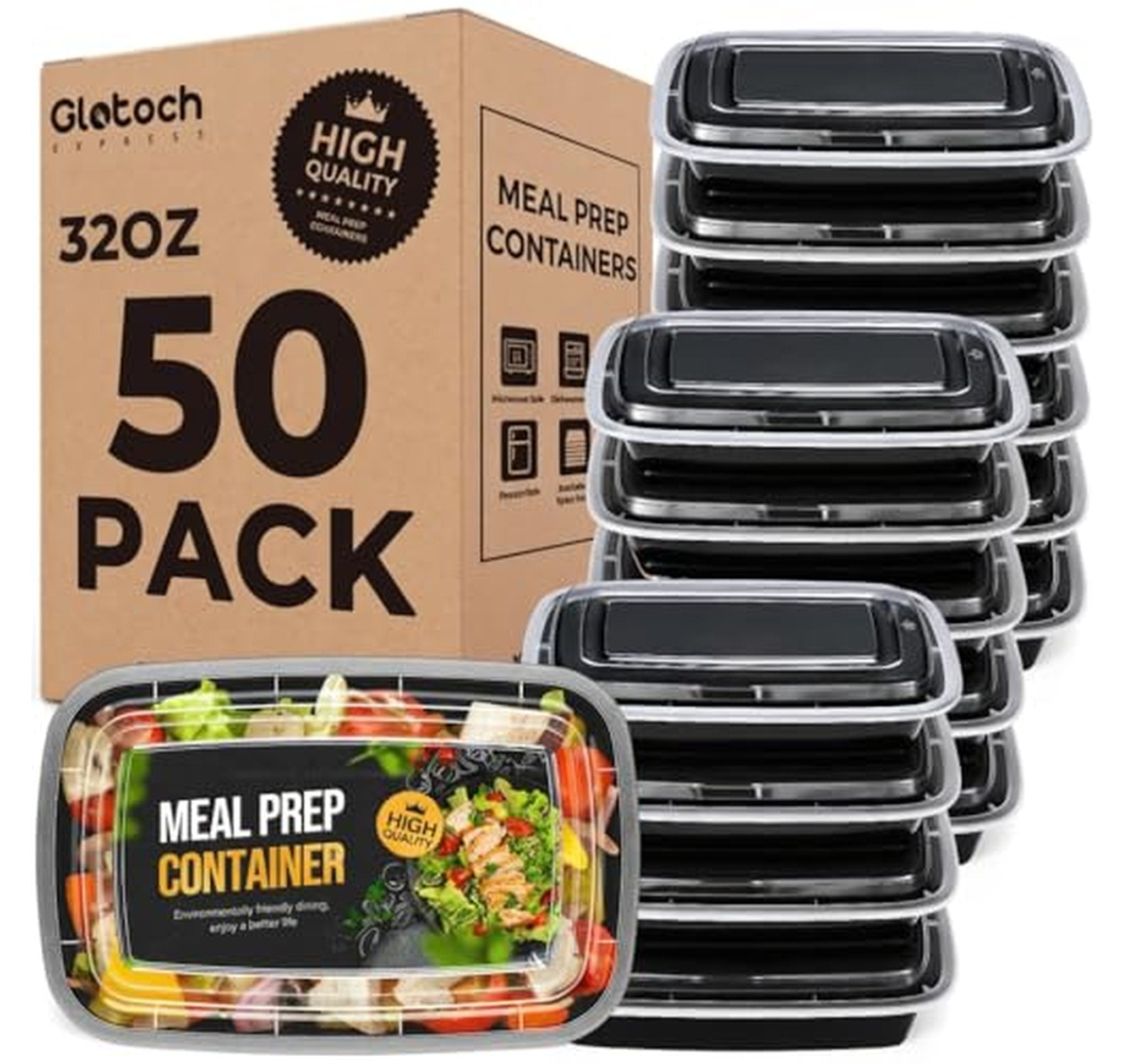 50 Pack 32 oz Meal Prep Containers with Lids